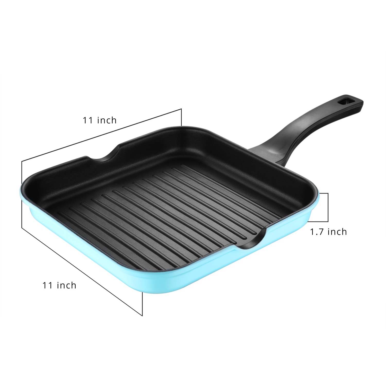 Bergner Aluminum Grill Pan, 11in, Retro Blue - Image 3