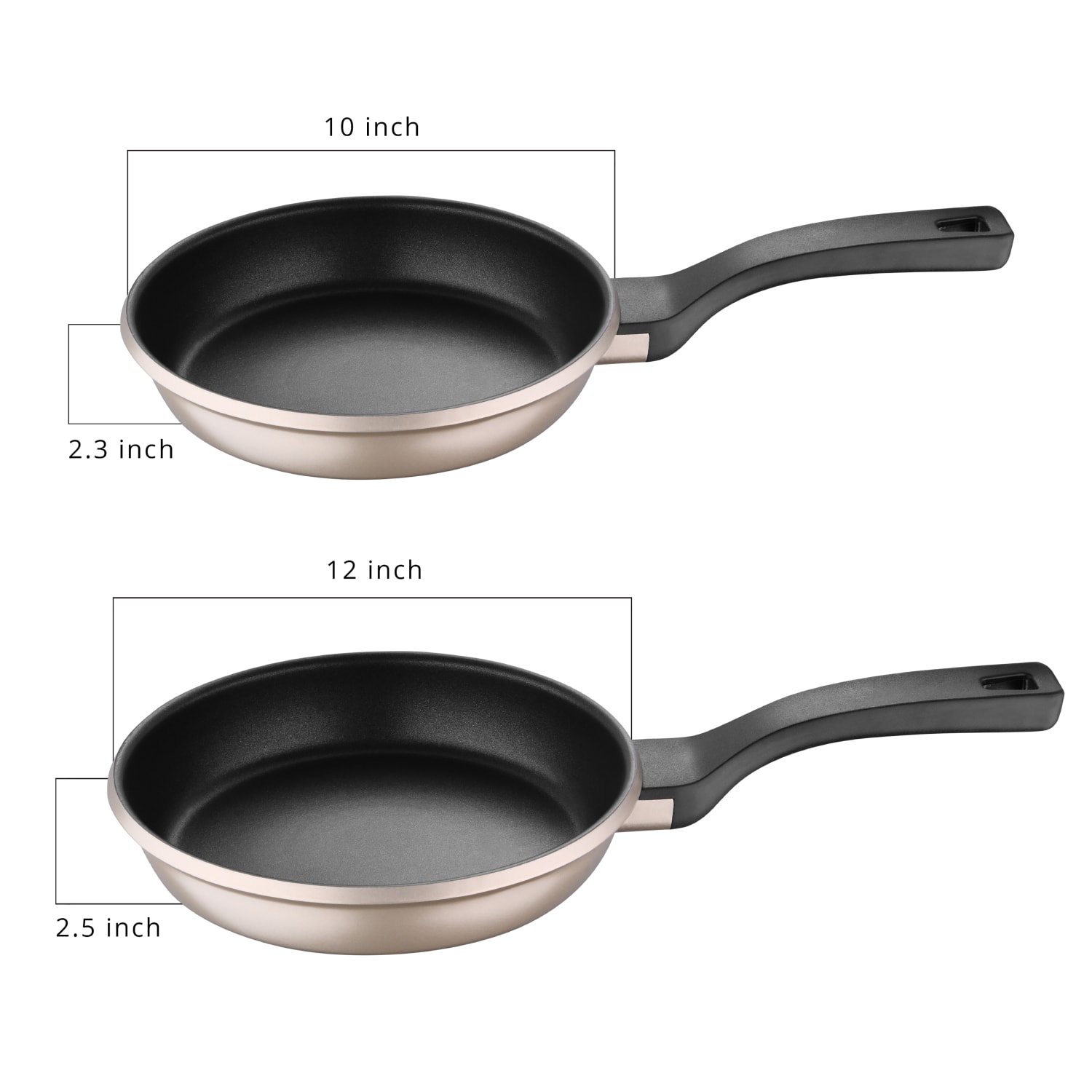 Bergner 2-Piece Fry Pan Set, Champagne - Image 3