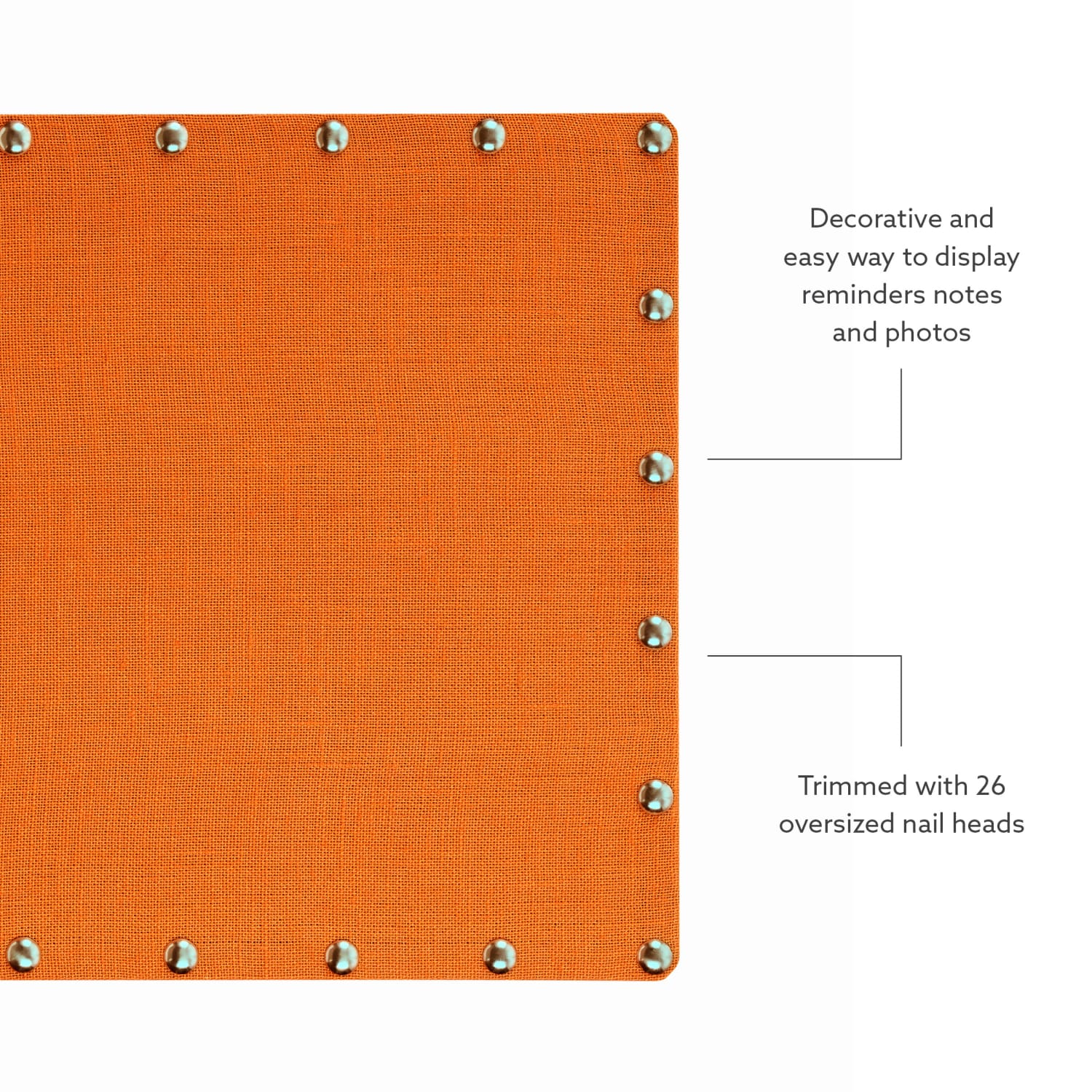 Linon Burke Burlap Nailhead Corkboard, 24in x 36in, Orange/Silver - Image 5