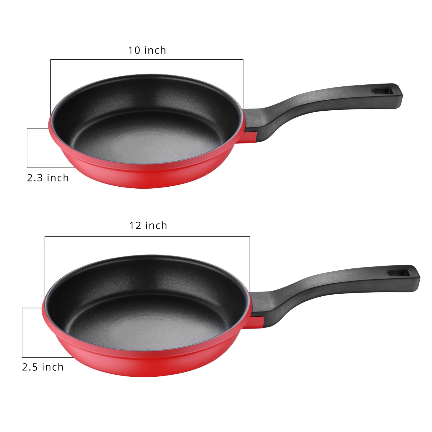 Bergner 2-Piece Fry Pan Set, Retro Red - Image 3