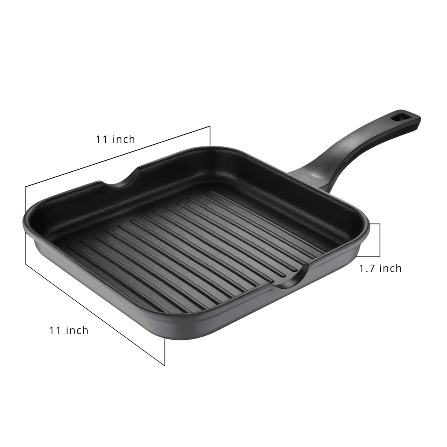 Bergner Aluminum Grill Pan, 11in, Retro Gray - Image 3