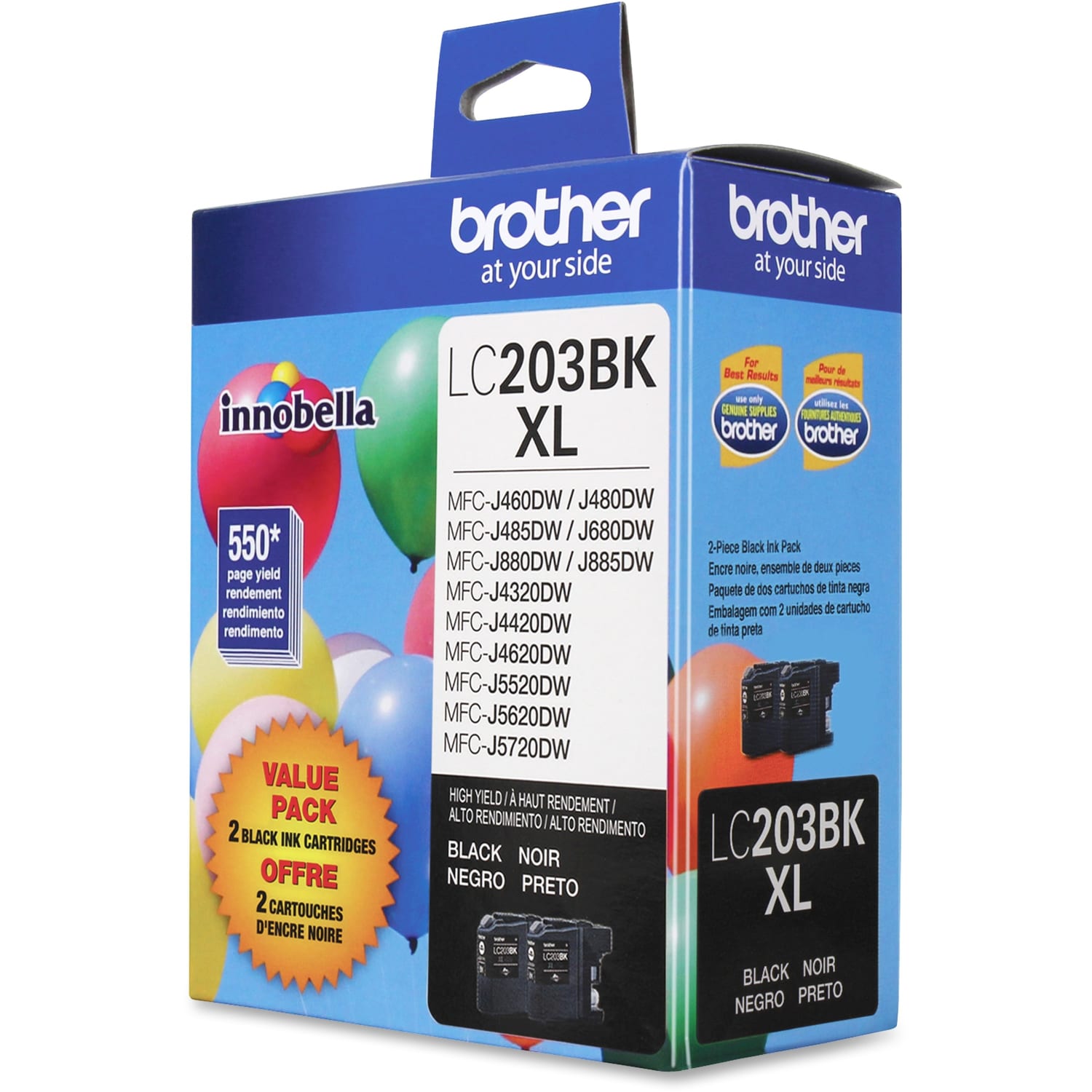 Brother LC203 Black High-Yield Ink Cartridges, Pack Of 2, LC2032PKS - Image 3