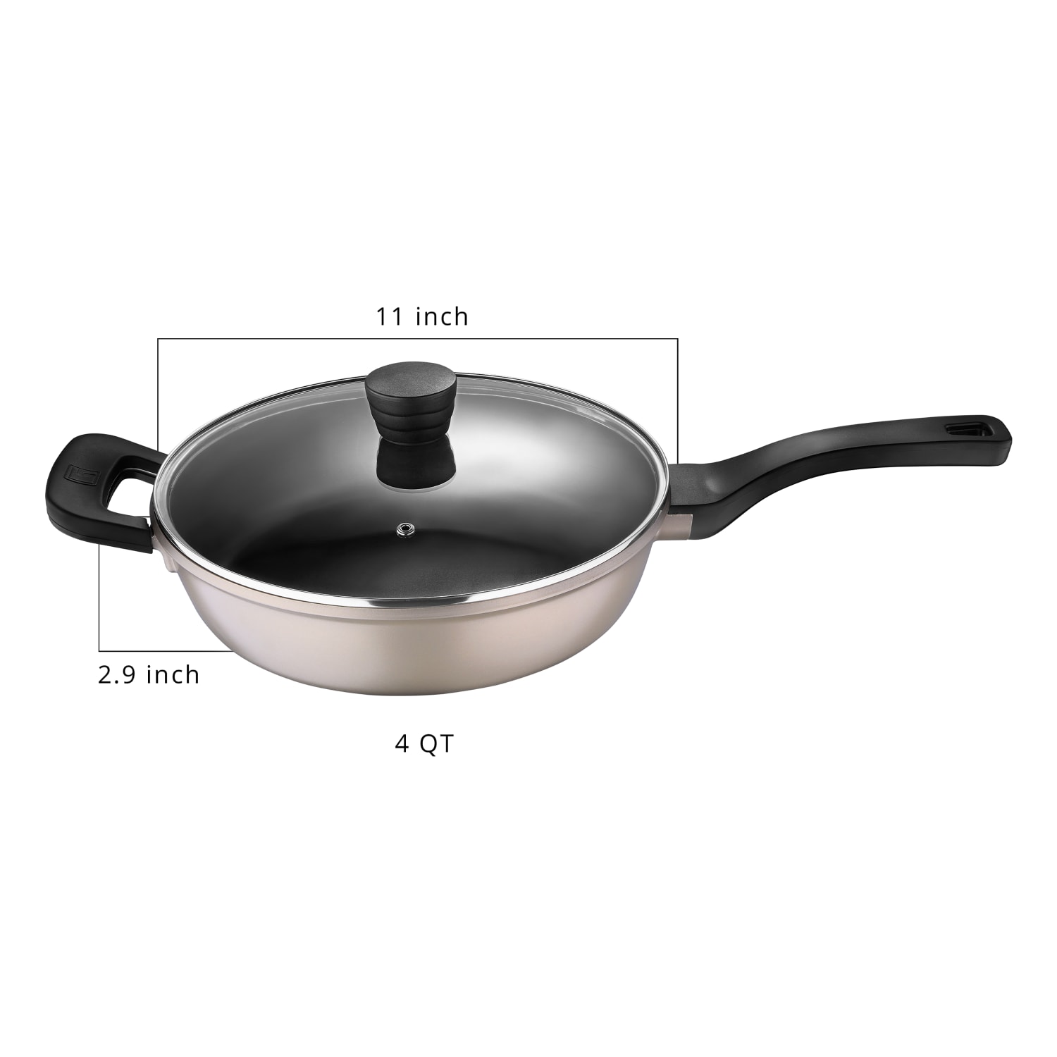 Bergner Covered Saute Pan, 11in, 4 Qt, Champagne - Image 3