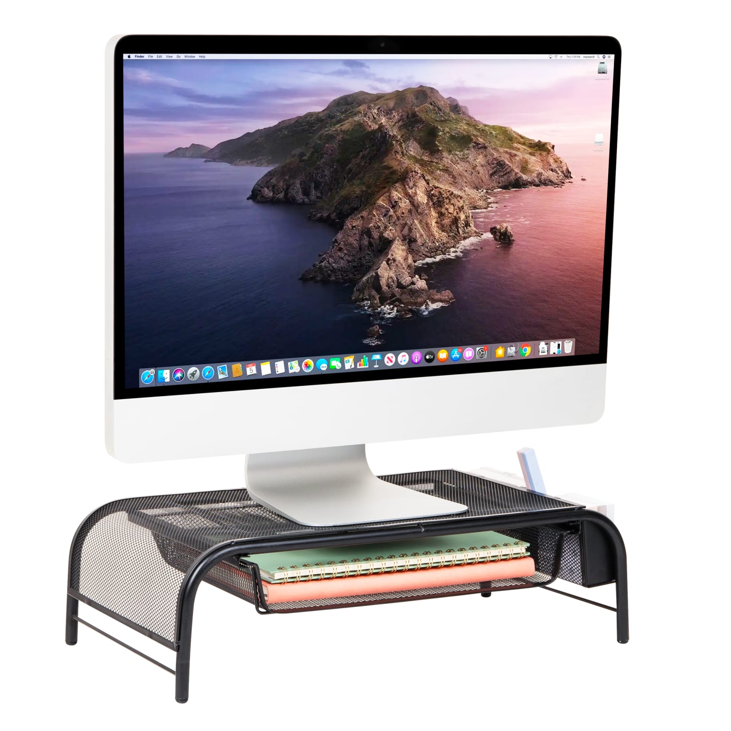 Mind Reader Metal Mesh Monitor Stand, 5-1/2inH x 11-1/2inW x 20inD, Black
