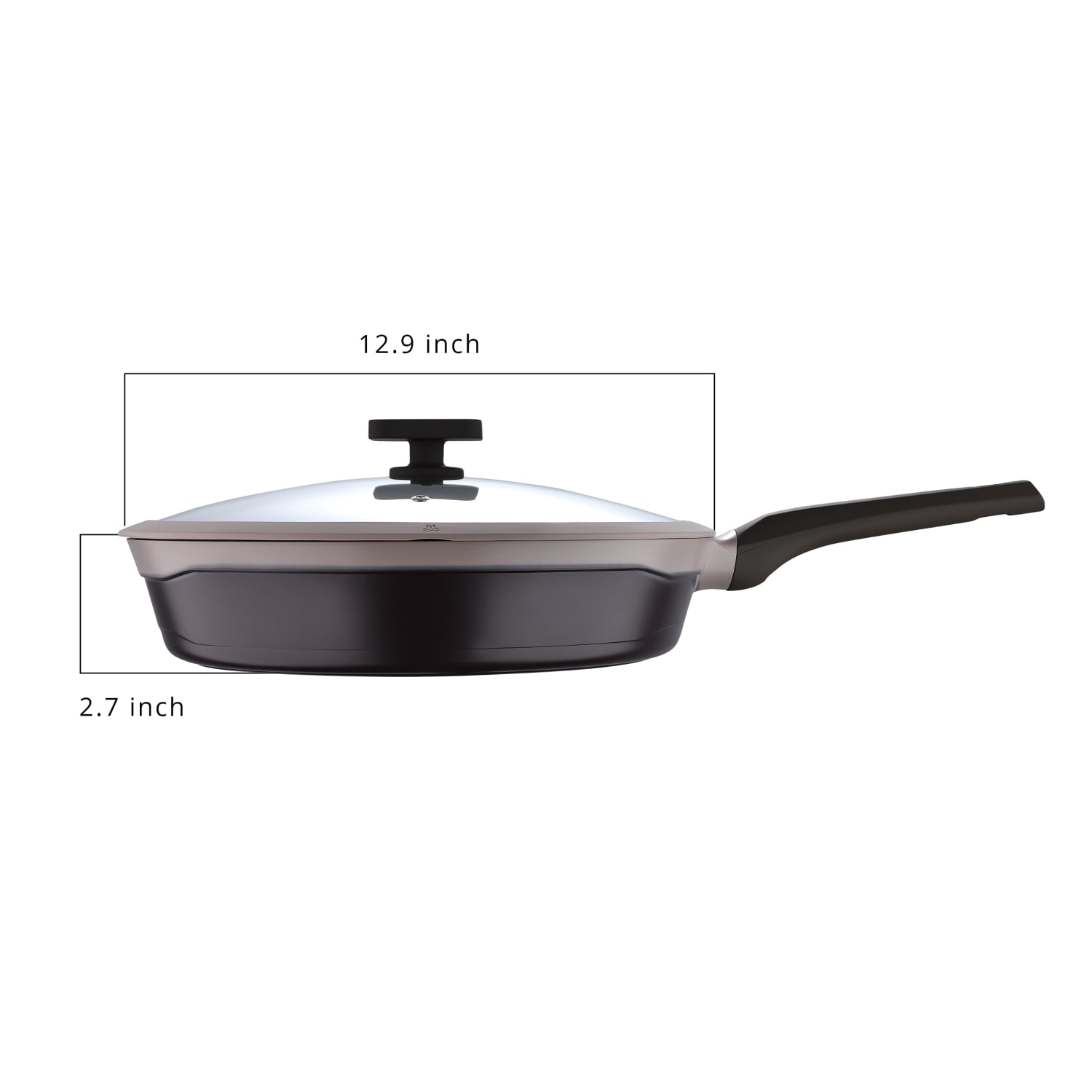 Masterpro Gastro Titanium Aluminum Nonstick Fry Pan With Lid, 12-1/2in, Brown - Image 6