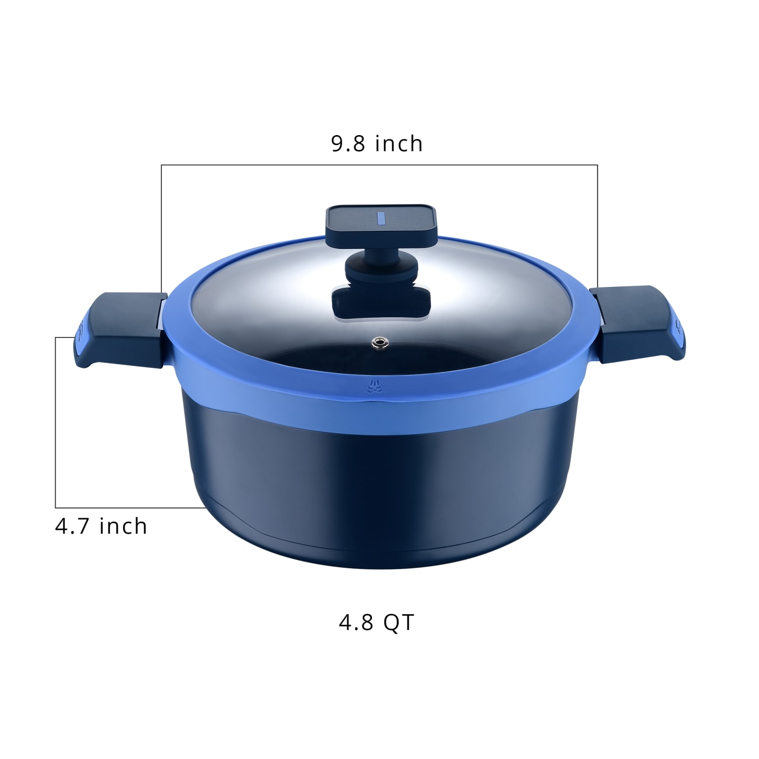 Masterpro Gastro Diamond Collection 2-Piece Cast-Aluminum Nonstick Dutch Oven, 4.8 Qt, Blue - Image 6