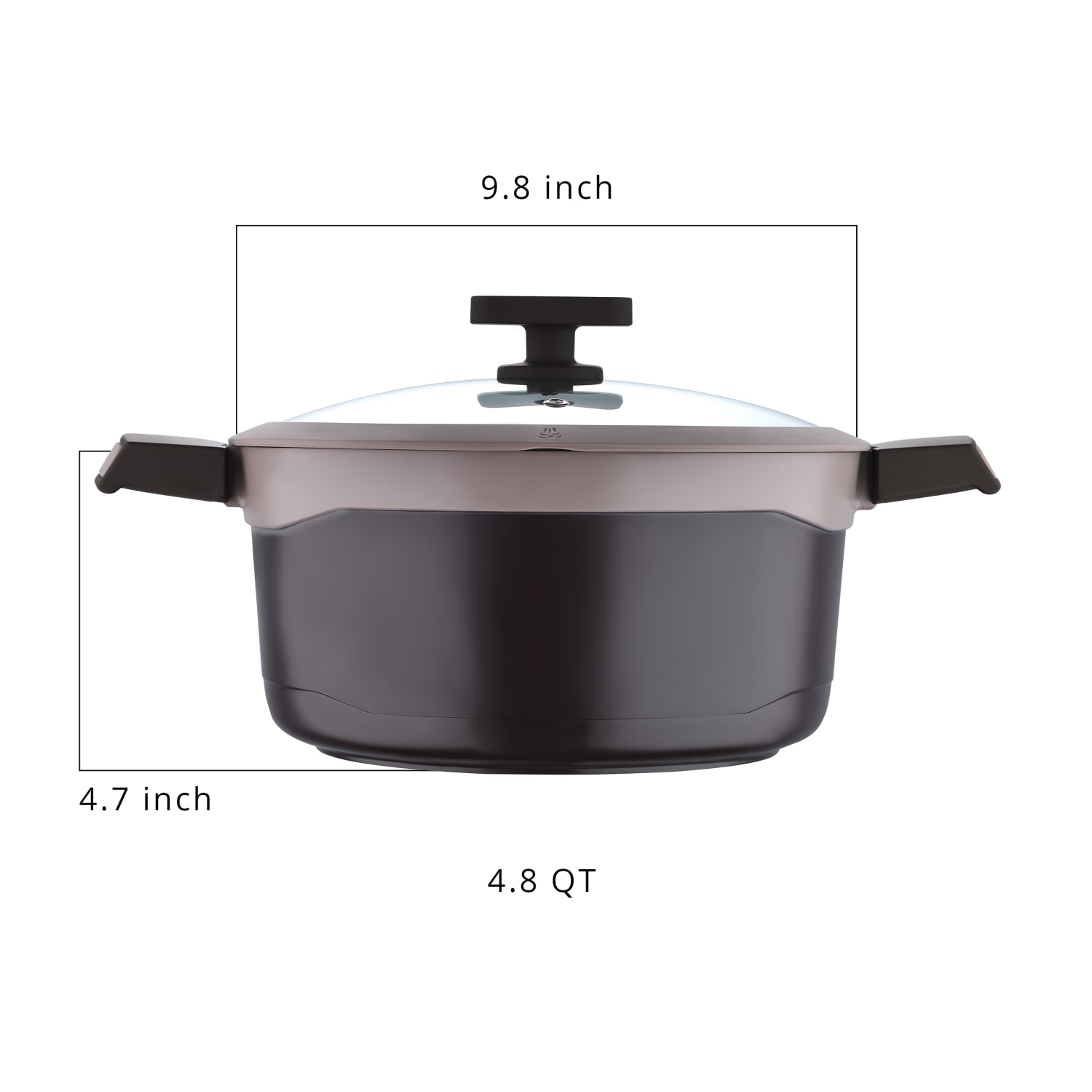 Masterpro Gastro Titanium Collection 2-Piece Cast-Aluminum Nontick Dutch Oven, 4.8 Qt, Brown - Image 6