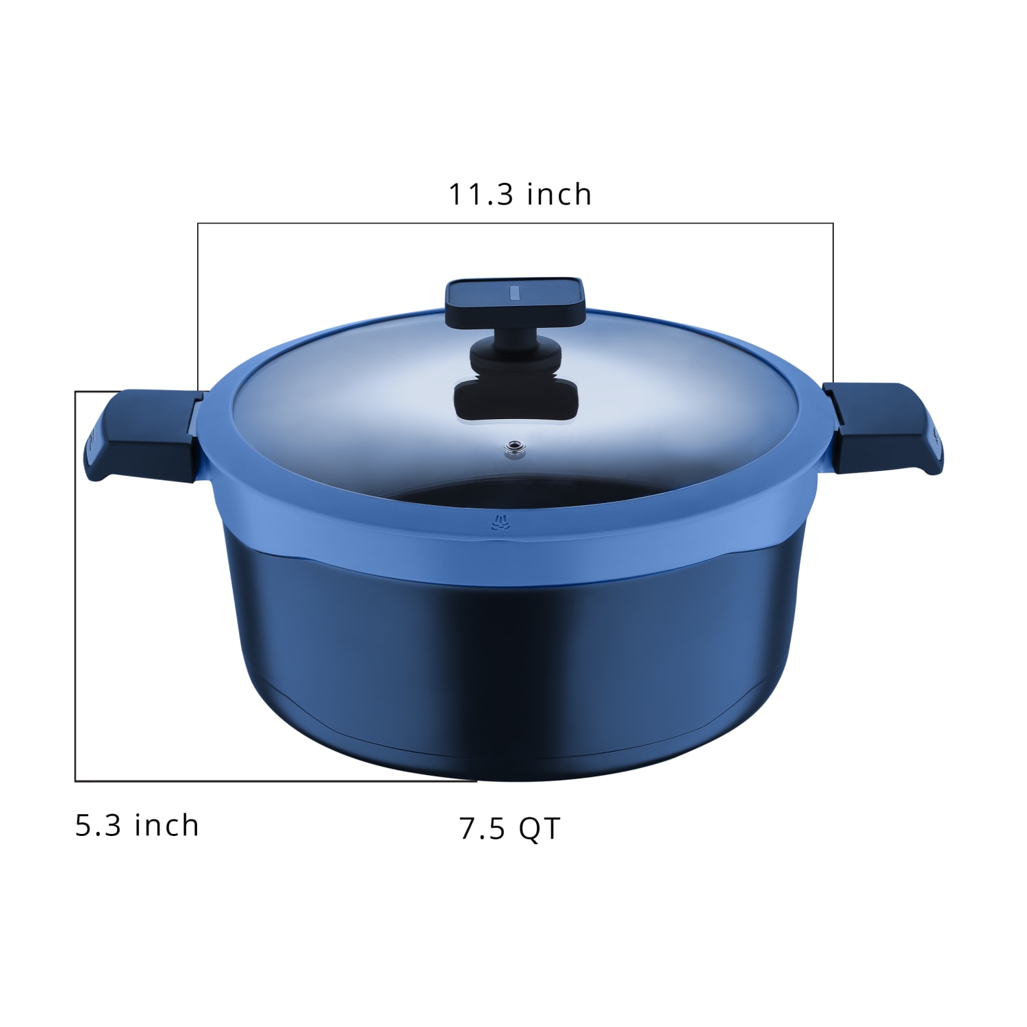 Masterpro Gastro Diamond Collection Cast Aluminum Dutch Oven With Tempered Glass Lid, 7.5-Quart, Blue - Image 6