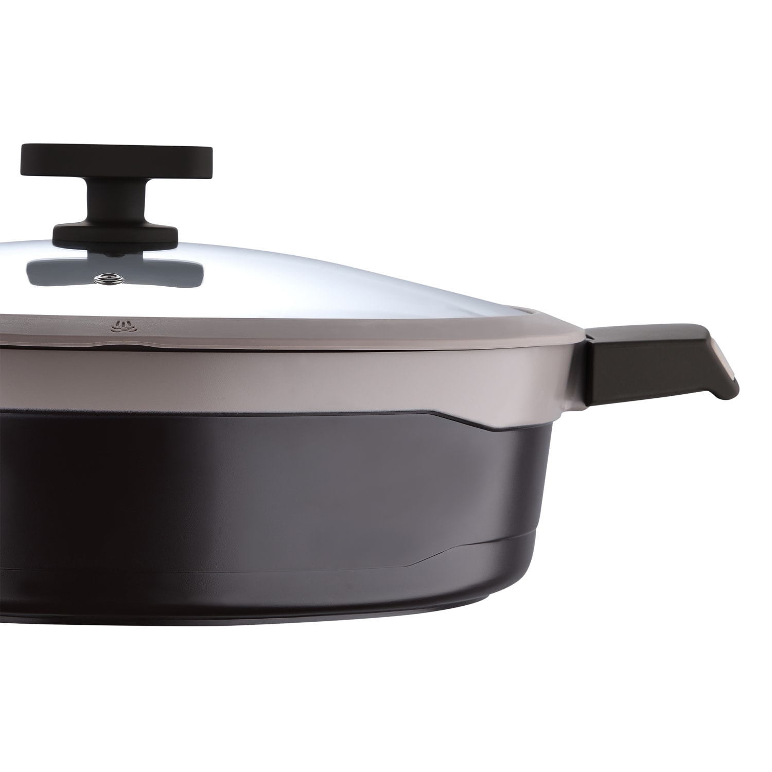 Masterpro Gastro Titanium Collection Durable Cast Aluminum Everyday Pan With Tempered Glass Lid, 5.2-Quart, Brown - Image 4