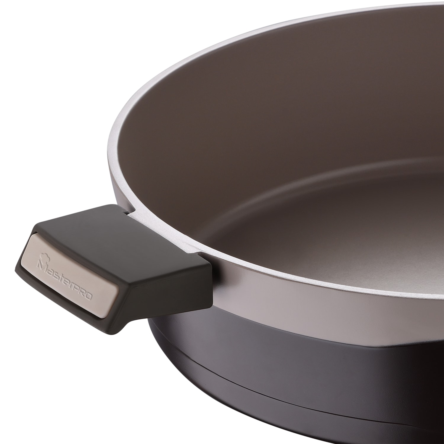 Masterpro Gastro Titanium Collection Durable Cast Aluminum Everyday Pan With Tempered Glass Lid, 5.2-Quart, Brown - Image 5
