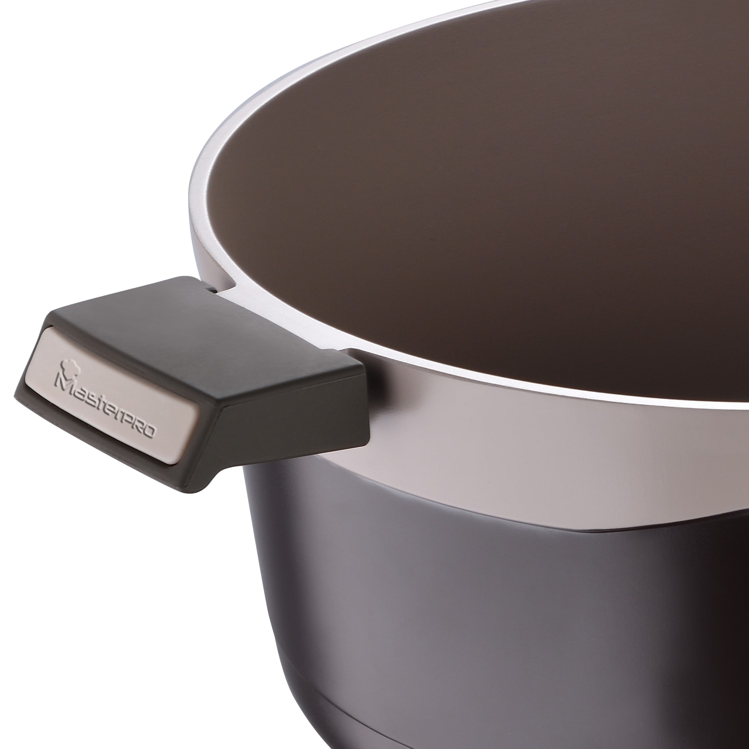 Masterpro Gastro Titanium Collection Durable Cast Aluminum Dutch Oven With Tempered Glass Lid, 7.5-Quart, Brown - Image 5