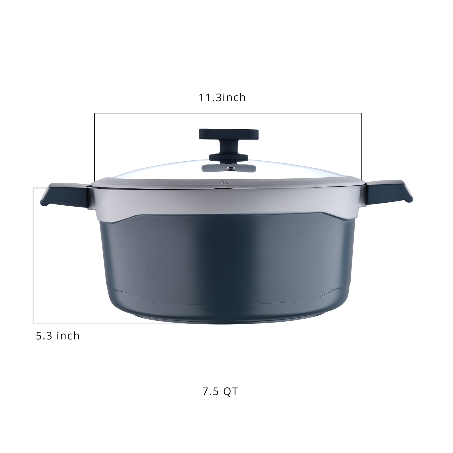 Masterpro Gastro Ceramic Collection 7.5-Quart Cast Aluminum Dutch Oven, Gray - Image 6