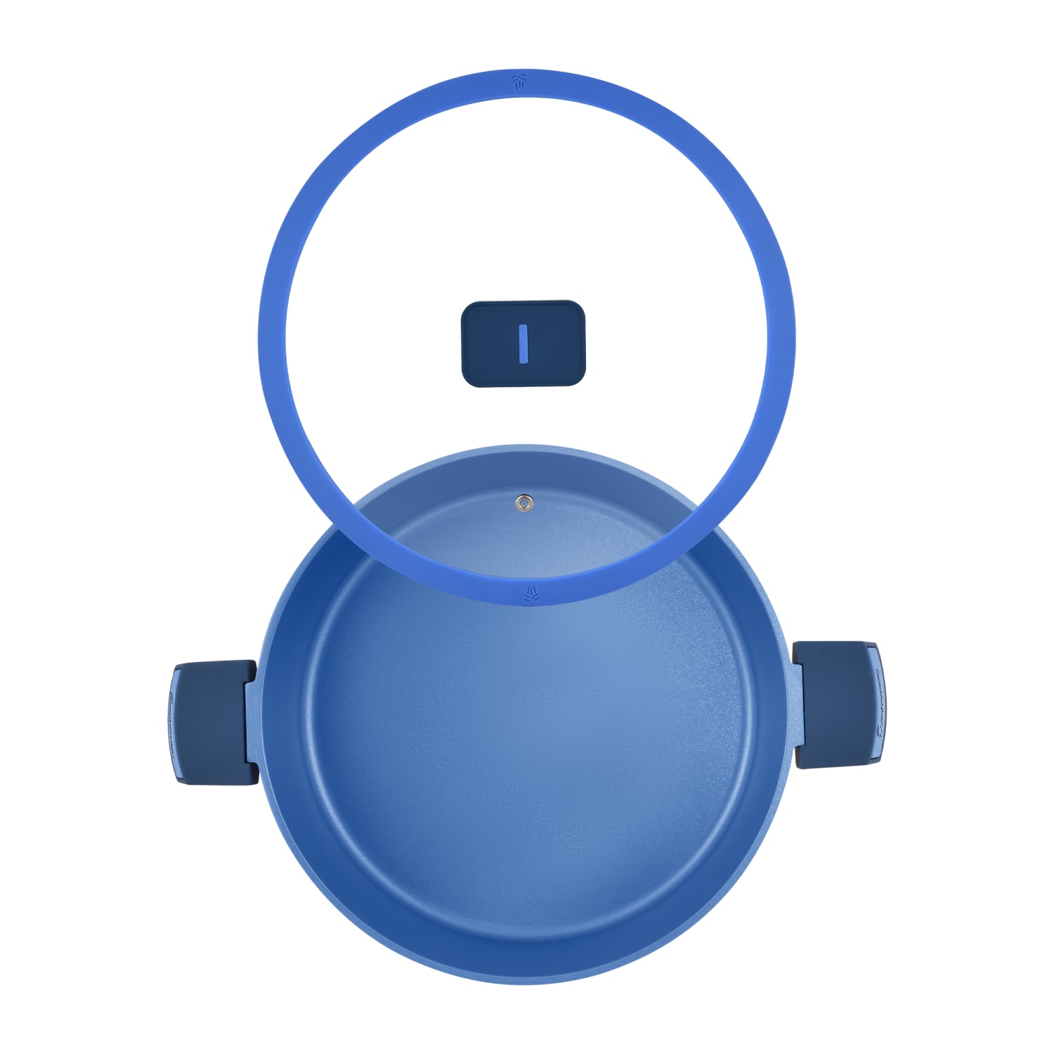 Masterpro Gastro Diamond Collection Durable Cast Aluminum Everyday Pan With Tempered Glass Lid, 5.2-Quart, Blue - Image 3