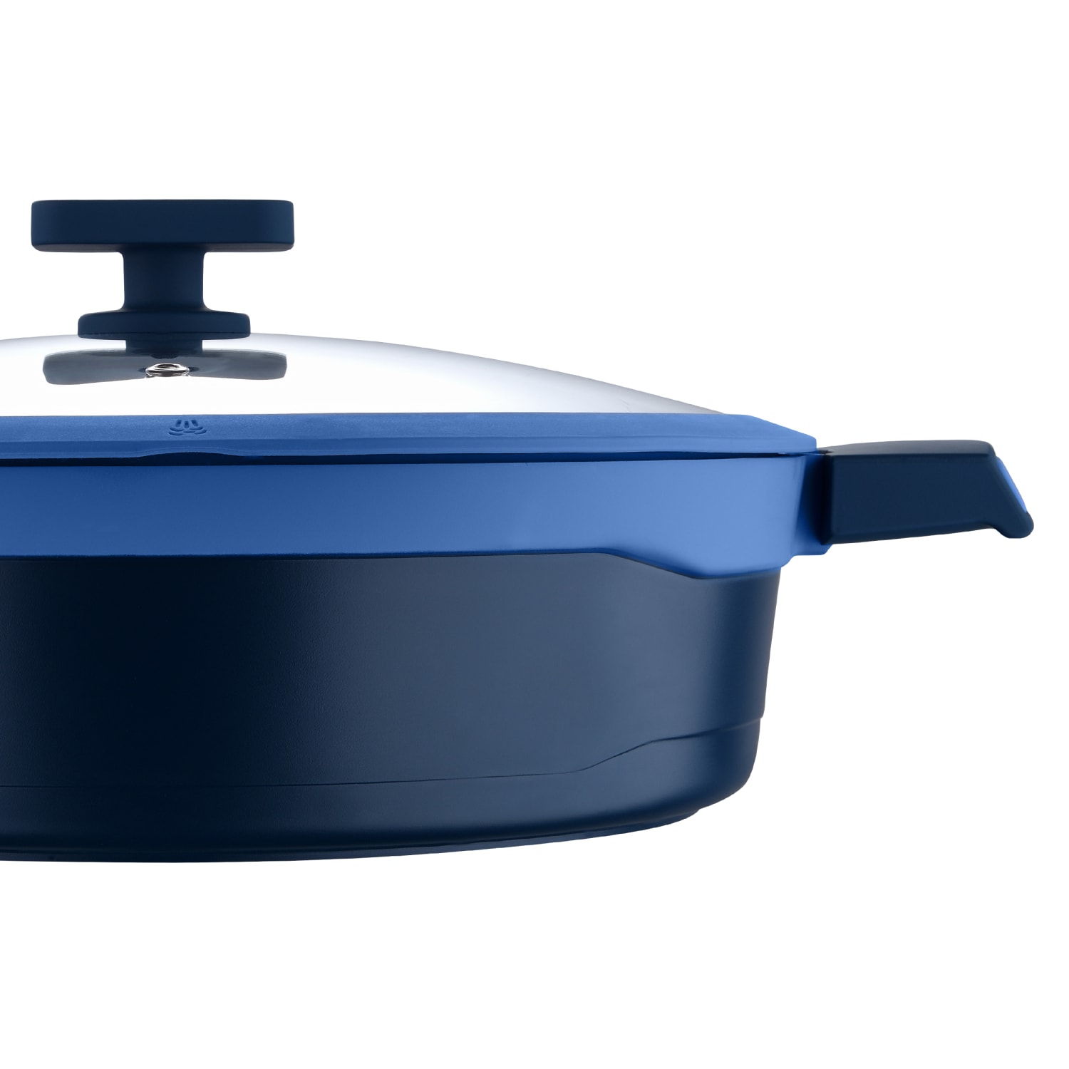 Masterpro Gastro Diamond Collection Durable Cast Aluminum Everyday Pan With Tempered Glass Lid, 5.2-Quart, Blue - Image 4