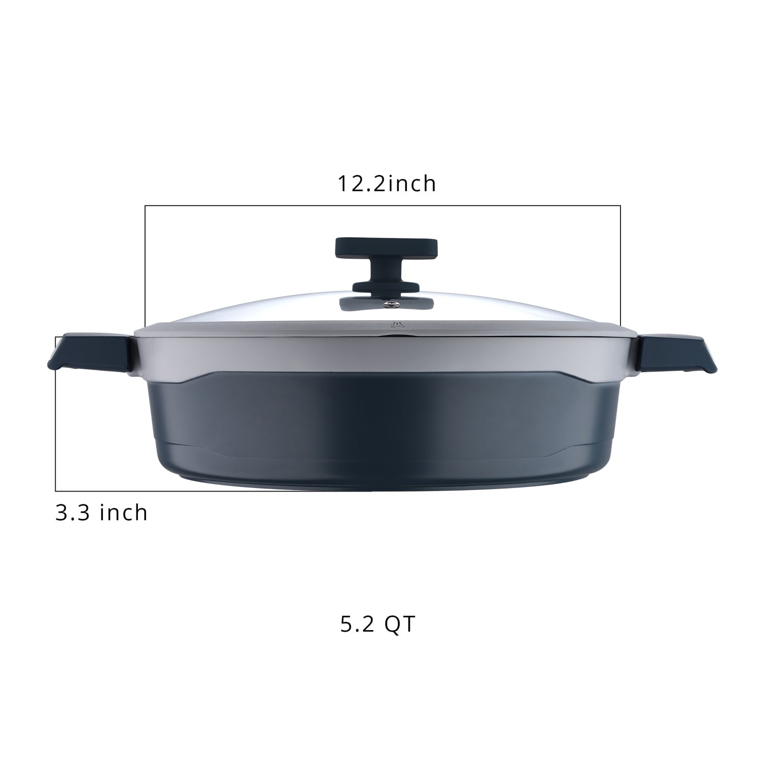 Masterpro Gastro Ceramic Collection 5.2-Quart Cast Aluminum Everyday Pan, Gray - Image 6