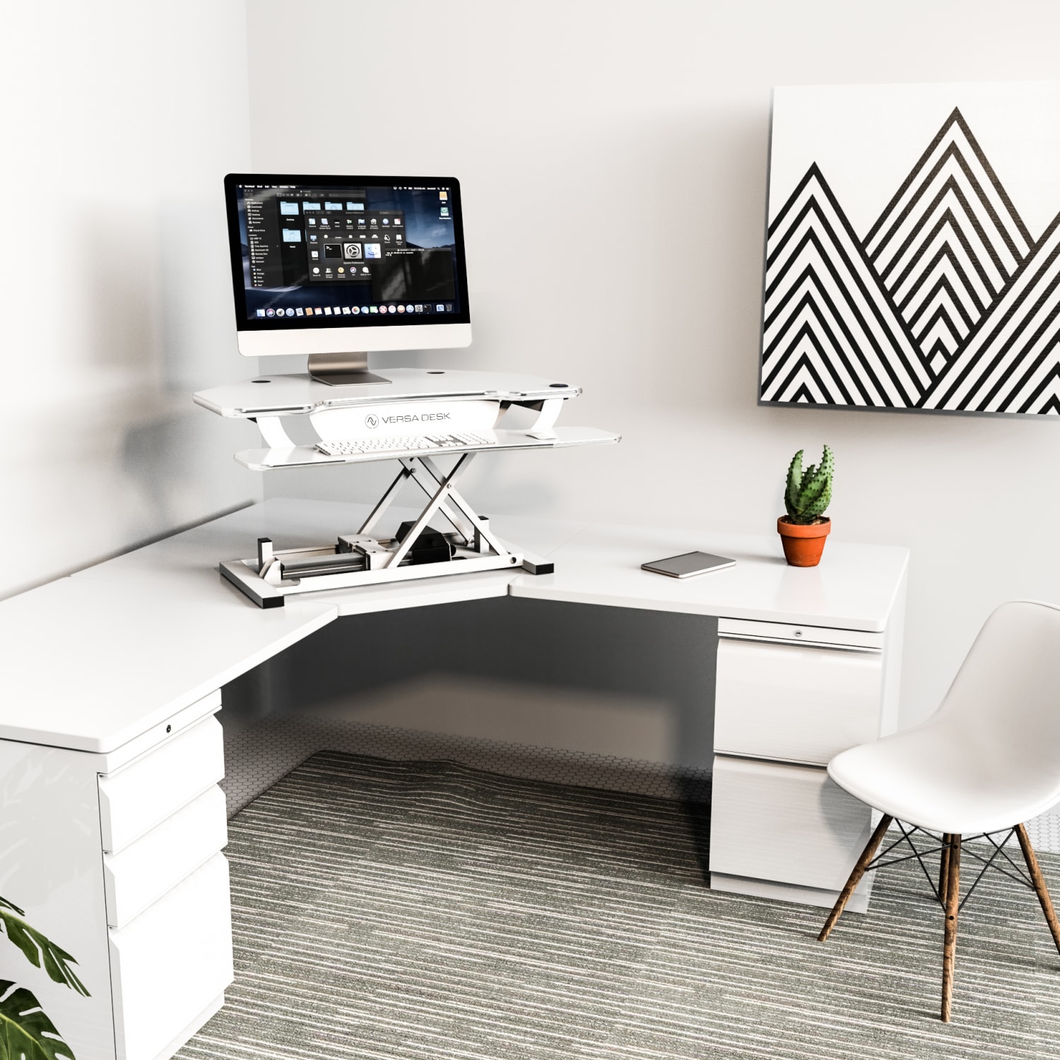 VersaDesk PowerPro 36inW Electric Adjustable Standing Corner Desk Converter, White - Image 4