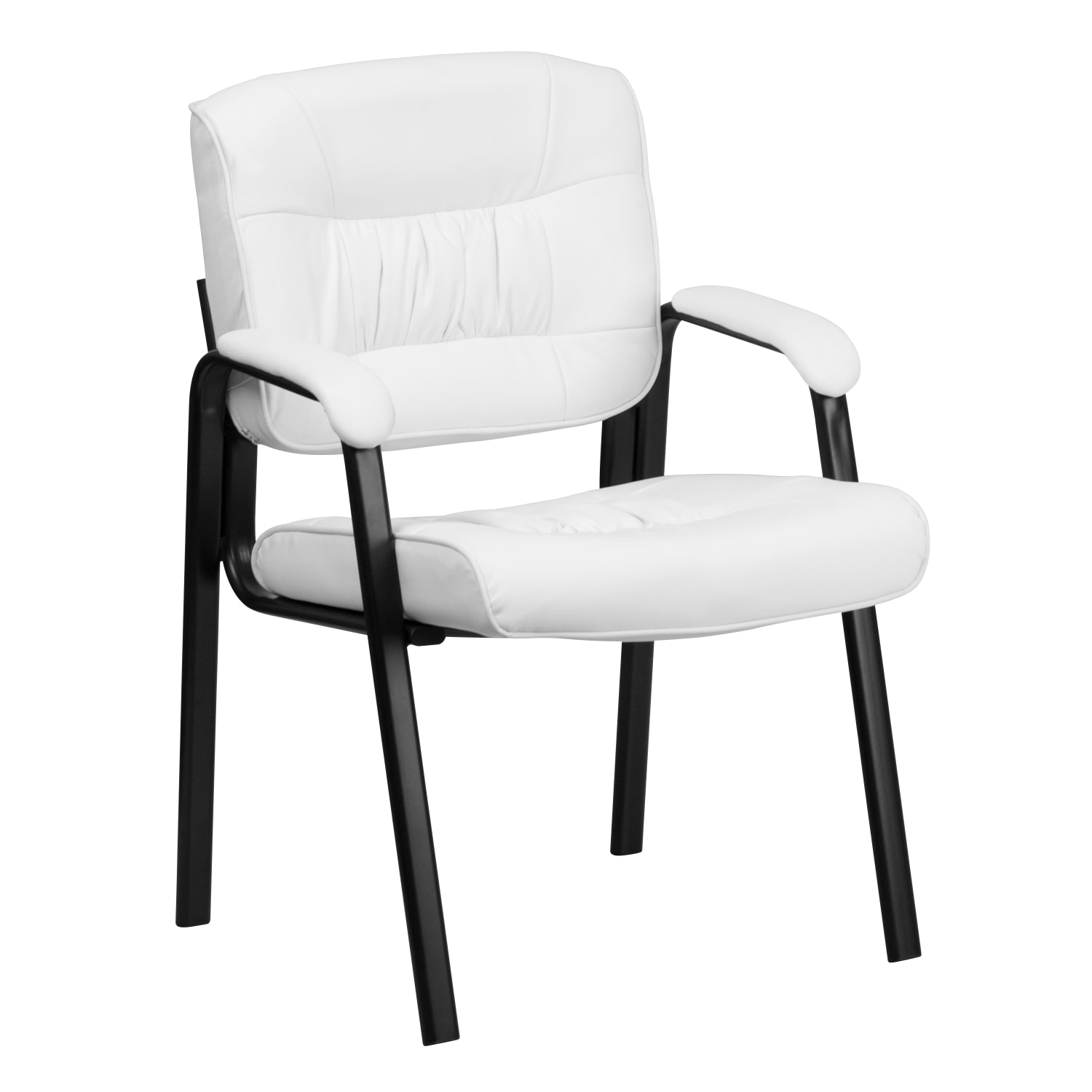 Flash Furniture LeatherSoft Executive Side Reception Chair with Powder Coated Frame, White/Black - Image 3