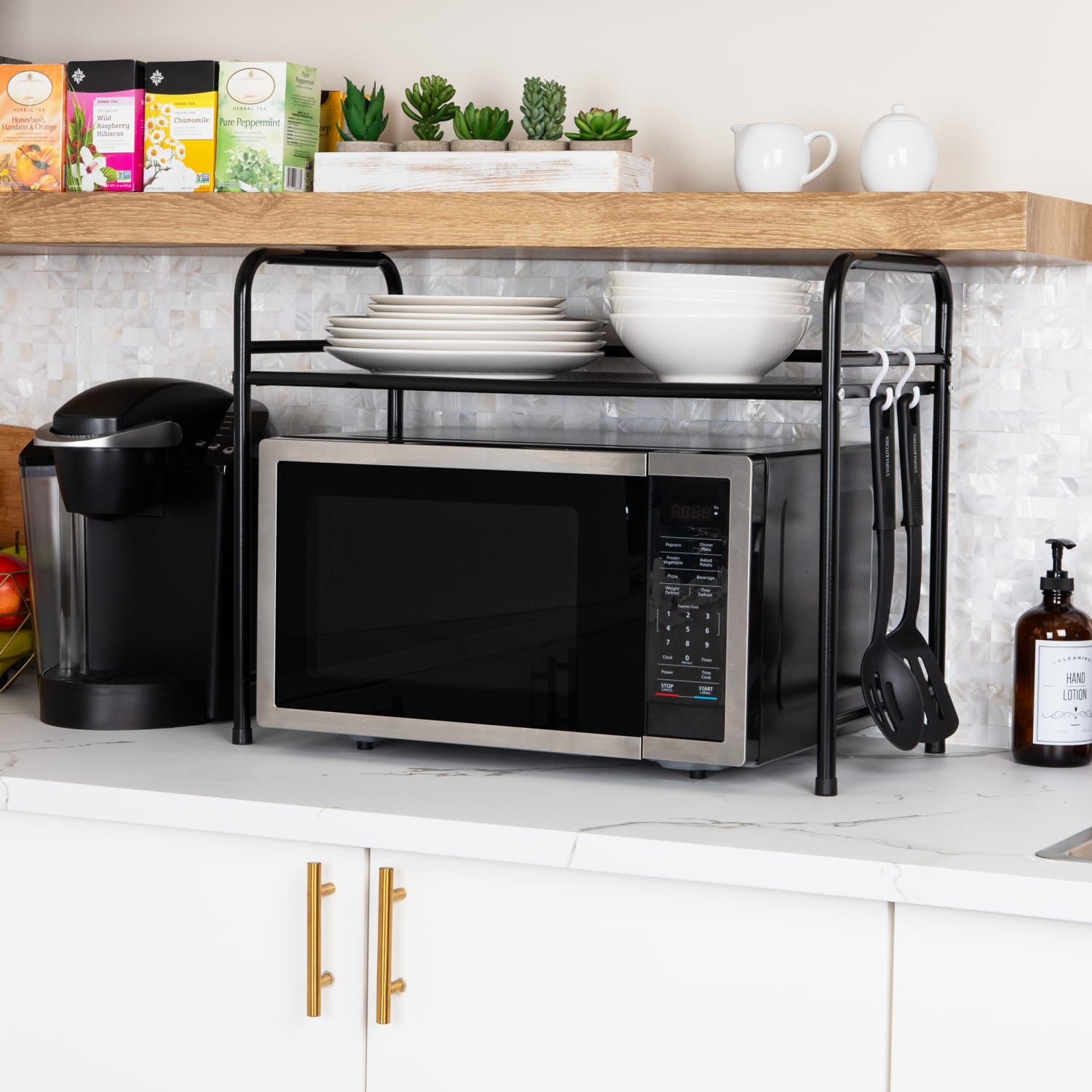 Mind Reader Kitchen Storage Metal Microwave Stand Shelf Organizer, 18inH x 12-1/2inW x 23-1/2inD, Black - Image 3