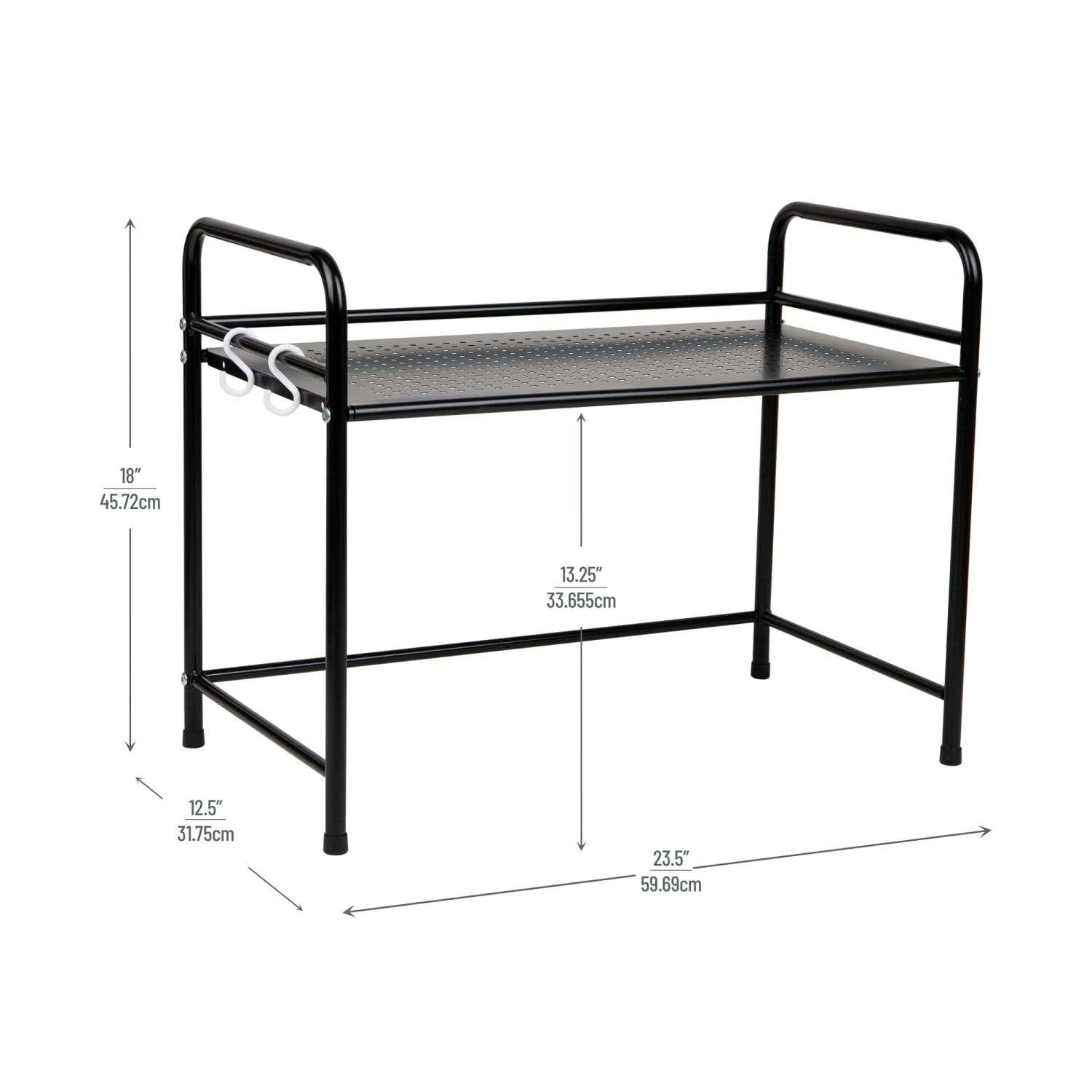 Mind Reader Kitchen Storage Metal Microwave Stand Shelf Organizer, 18inH x 12-1/2inW x 23-1/2inD, Black - Image 4