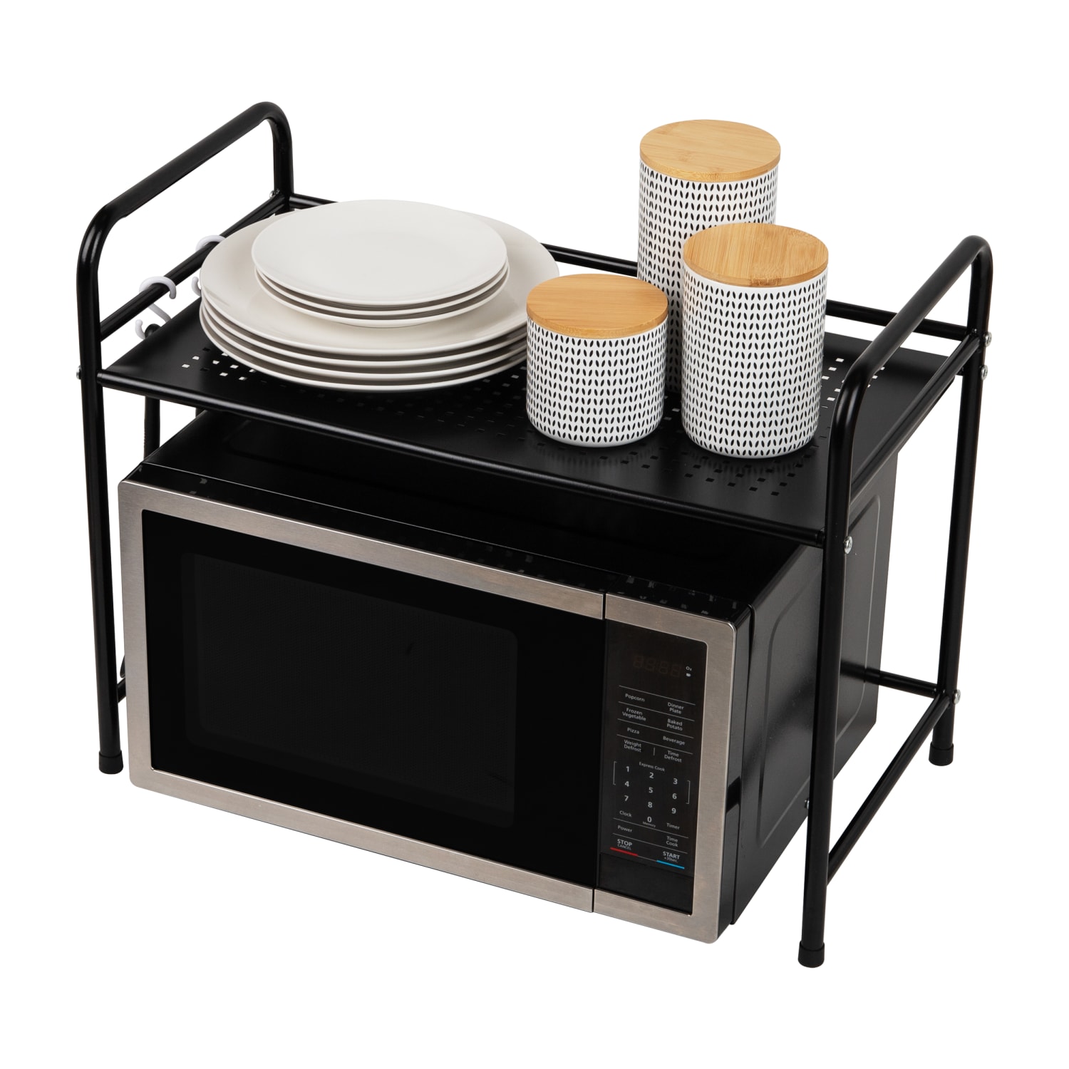 Mind Reader Kitchen Storage Metal Microwave Stand Shelf Organizer, 18inH x 12-1/2inW x 23-1/2inD, Black - Image 6