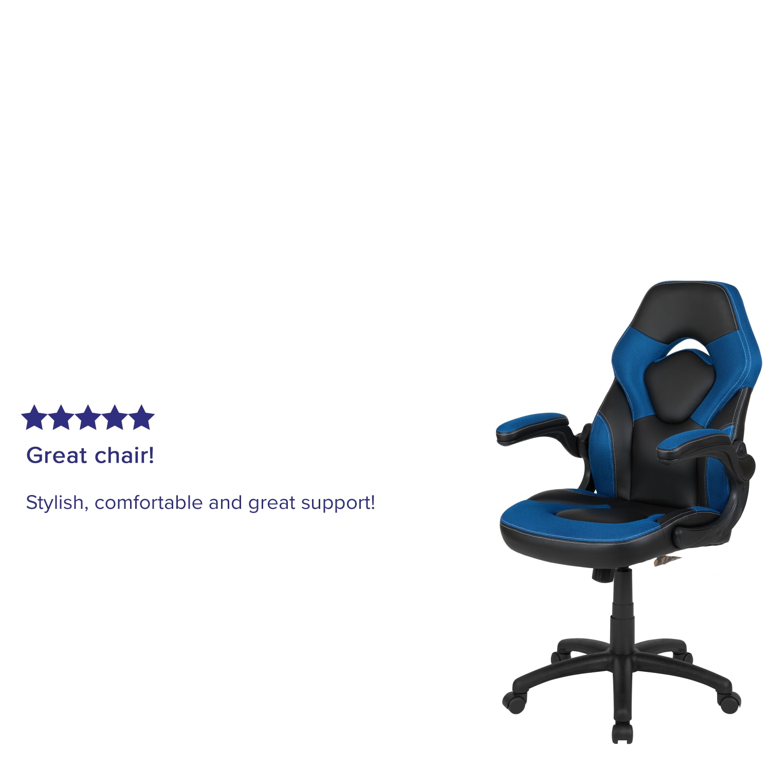 Flash Furniture X10 Ergonomic LeatherSoft Faux Leather High Back Racing Gaming Chair With Flip Up Arms BlueBlack PopularChairscom
