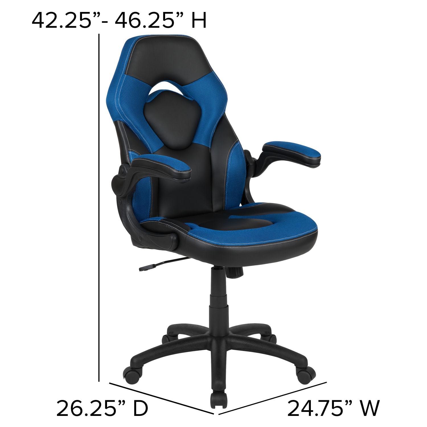 Flash Furniture X10 Ergonomic LeatherSoft Faux Leather High Back Racing Gaming Chair With Flip Up Arms BlueBlack PopularChairscom