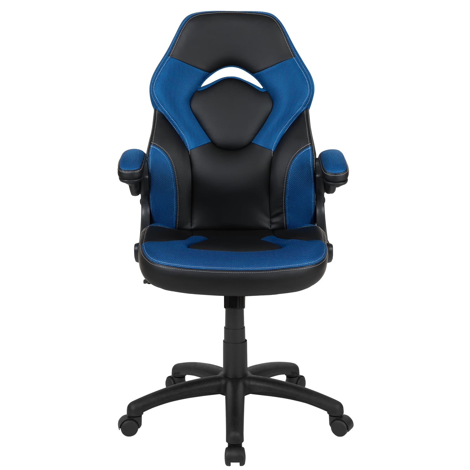 Flash Furniture X10 Ergonomic LeatherSoft Faux Leather High Back Racing Gaming Chair With Flip Up Arms BlueBlack PopularChairscom