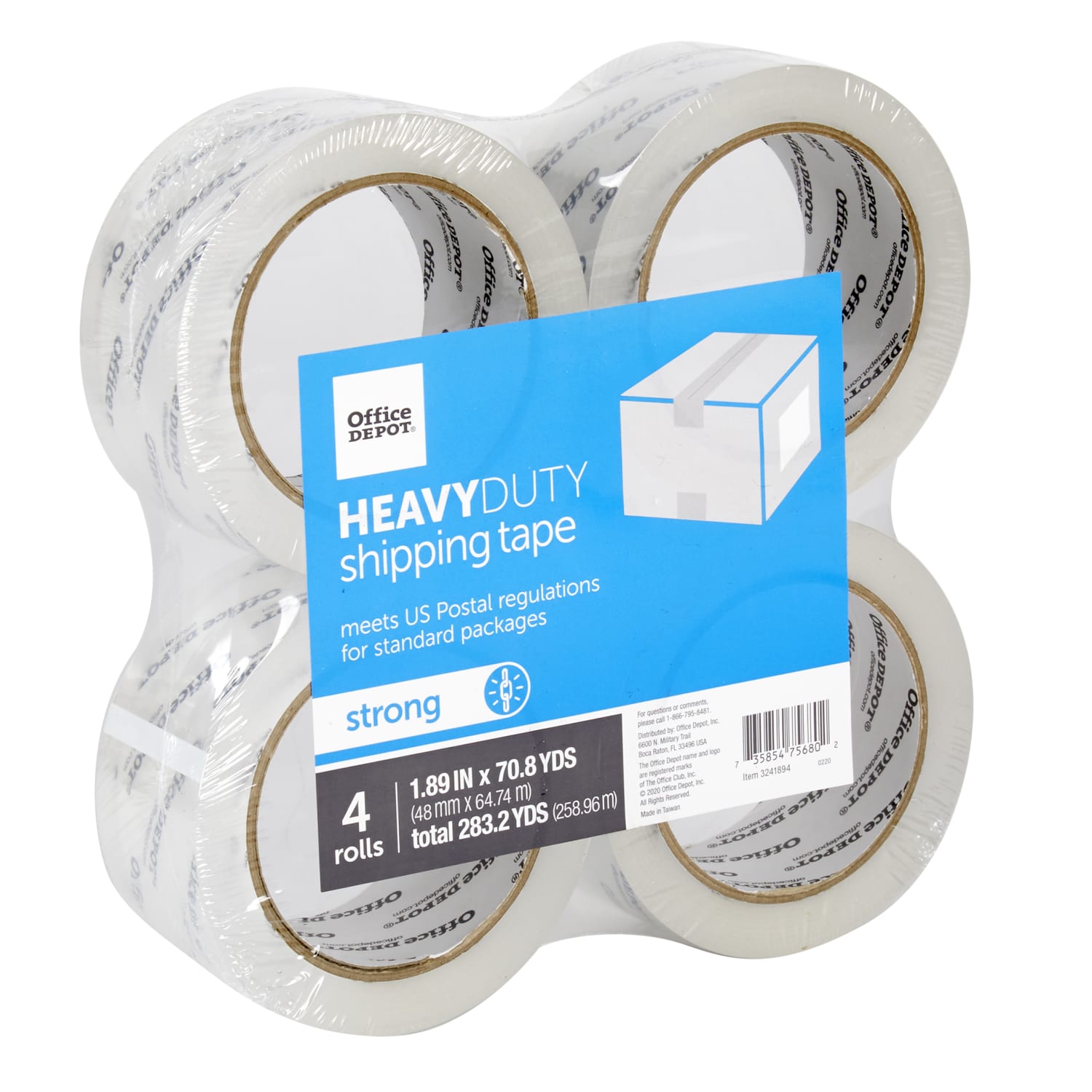 Office Depot Brand Heavy Duty Shipping Packing Tape, 1.89in x 70.8 Yd, Crystal Clear, Pack Of 4 Rolls - Image 3