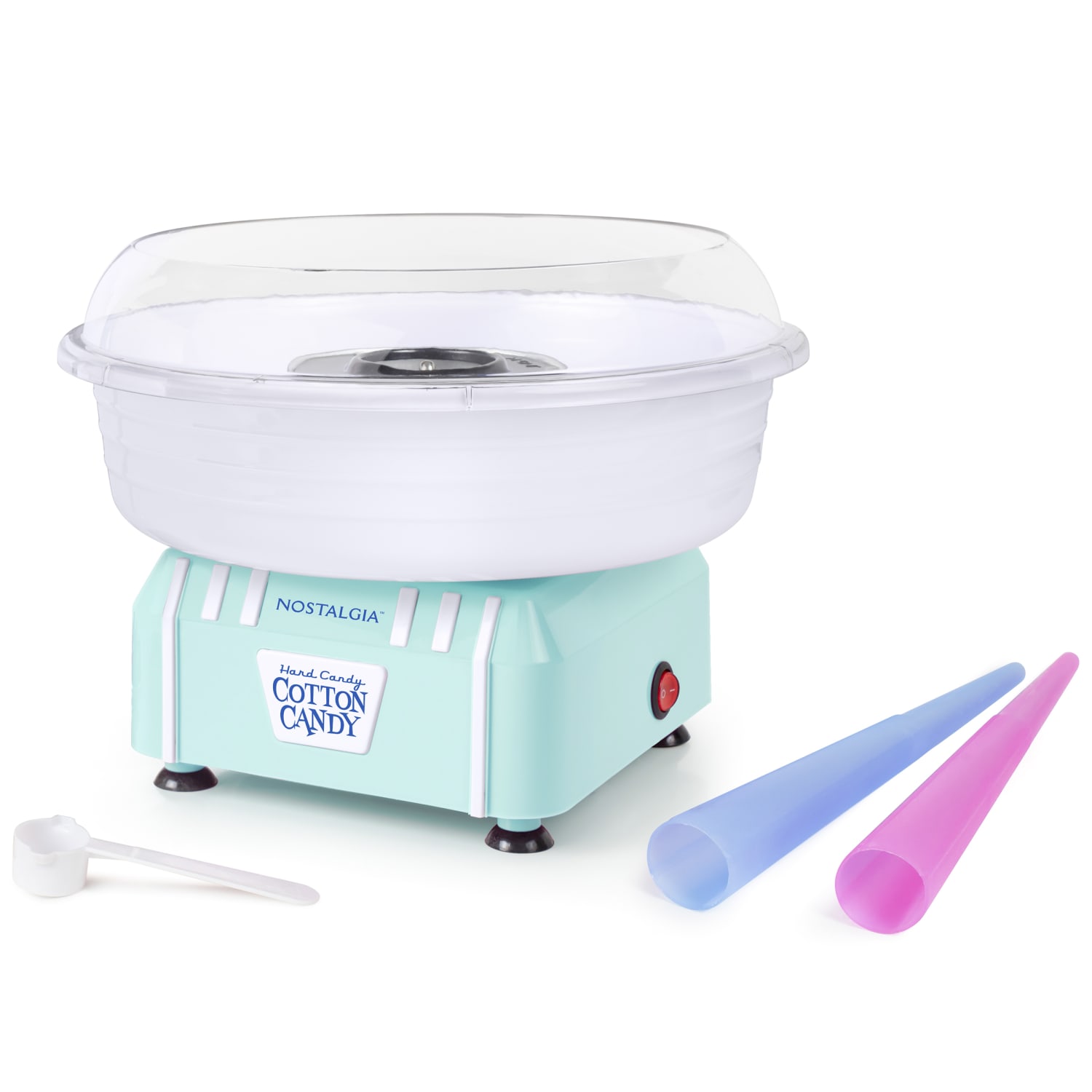 Nostalgia Electrics Hard & Sugar-Free Candy Cotton Candy Maker, 9inH x 11-1/4inW x 11-1/4inD, Aqua - Image 3