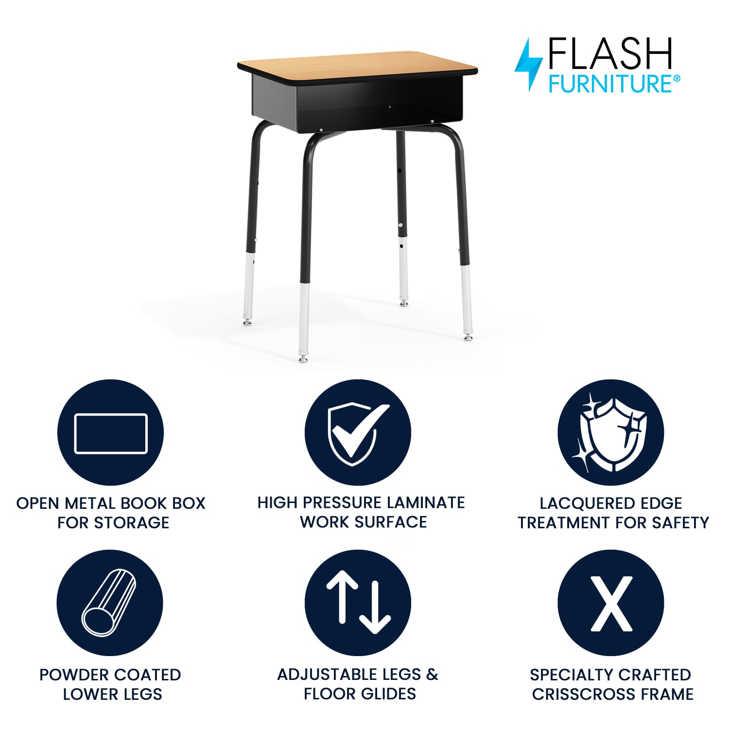 Flash Furniture 24inW Student Desk, Natural - Image 3