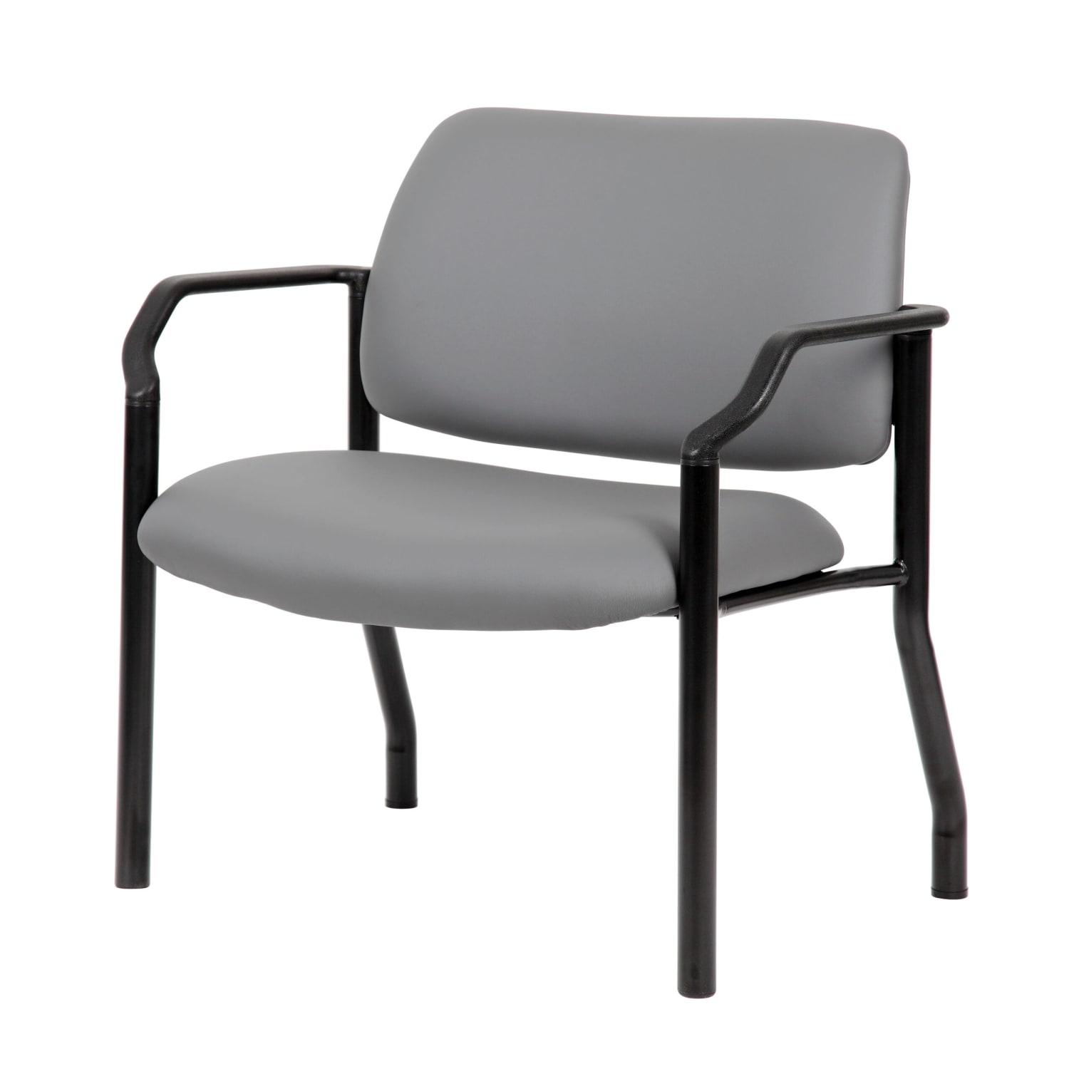 Boss Office Products Antimicrobial Vinyl Mid-Back Guest Chair, Black