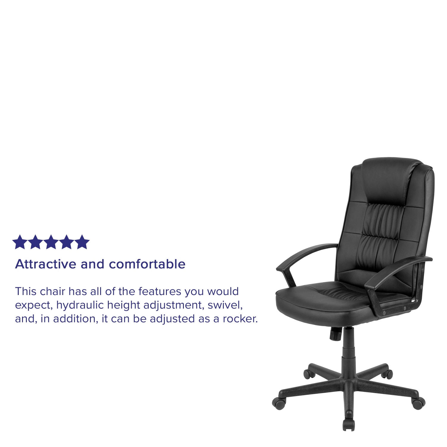 Flash Furniture Flash Fundamentals LeatherSoft Faux Leather High-Back Task Chair, Black - Image 6