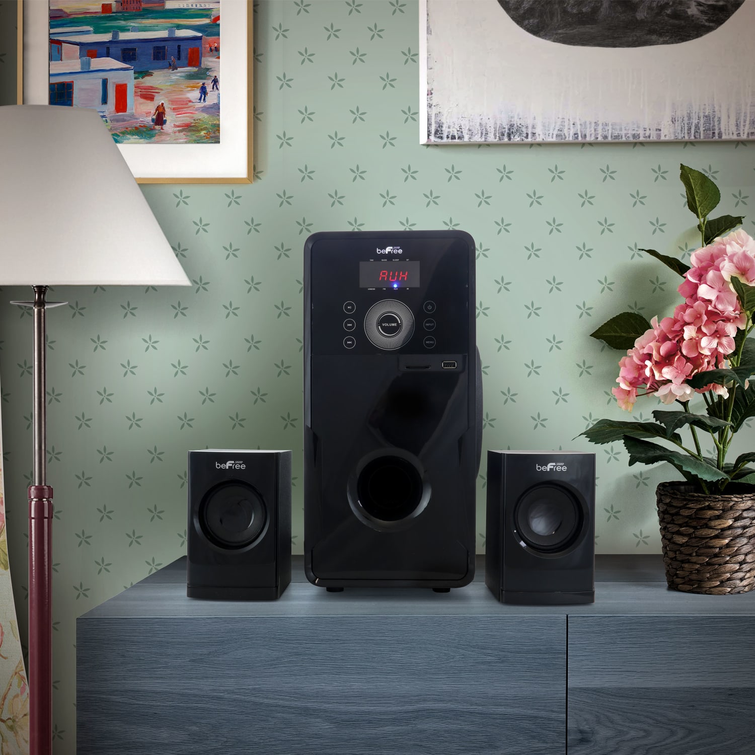 BeFree Sound BFS-50 2.1-Channel Bluetooth Surround Sound Speaker System, 14-3/4inH x 14-1/2inW x 12inD, Black, 99595508M - Image 4