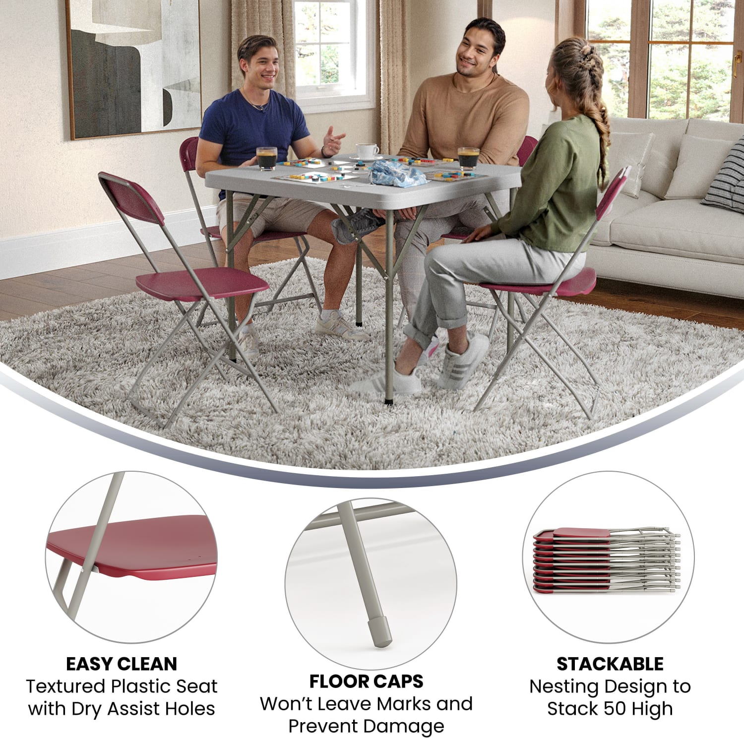 Flash Furniture Hercules Series Folding Chairs RedGray Pack Of 4 Chairs PopularChairscom