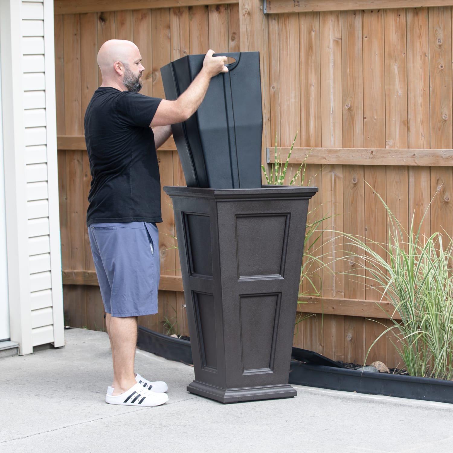 Mayne Fairfield Polyethylene Waste Bin, 24 Gallon, Espresso - Image 4