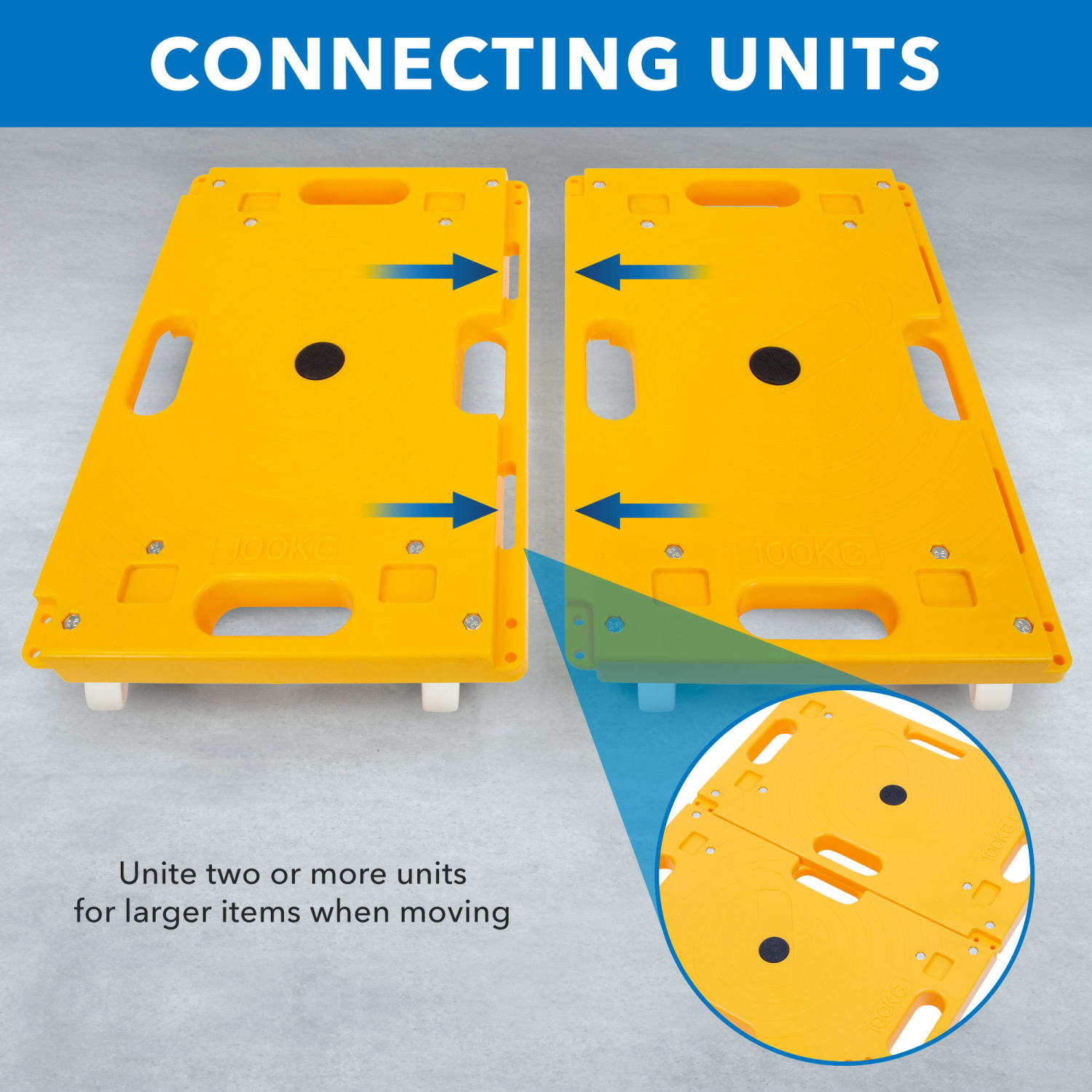 Mount-It! MI-928 Plastic Small Platform Mover Dollies, 3-1/4inH x 16-1/4inW x 11inD, Yellow, Pack Of 2 Dollies - Image 5