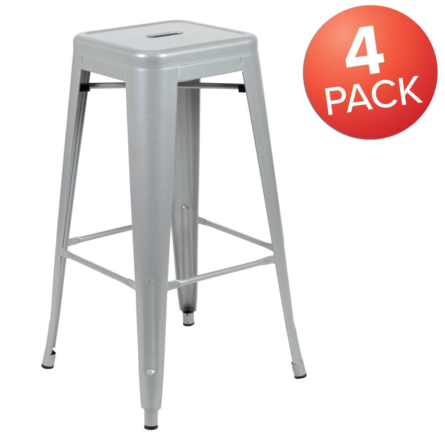 Flash Furniture 30in Metal Indoor Bar Stools Set Of 4 Bar Stools Silver PopularChairscom Flash Furniture 30in Metal Indoor Bar Stools Set Of 4 Bar Stools Silver PopularChairscom