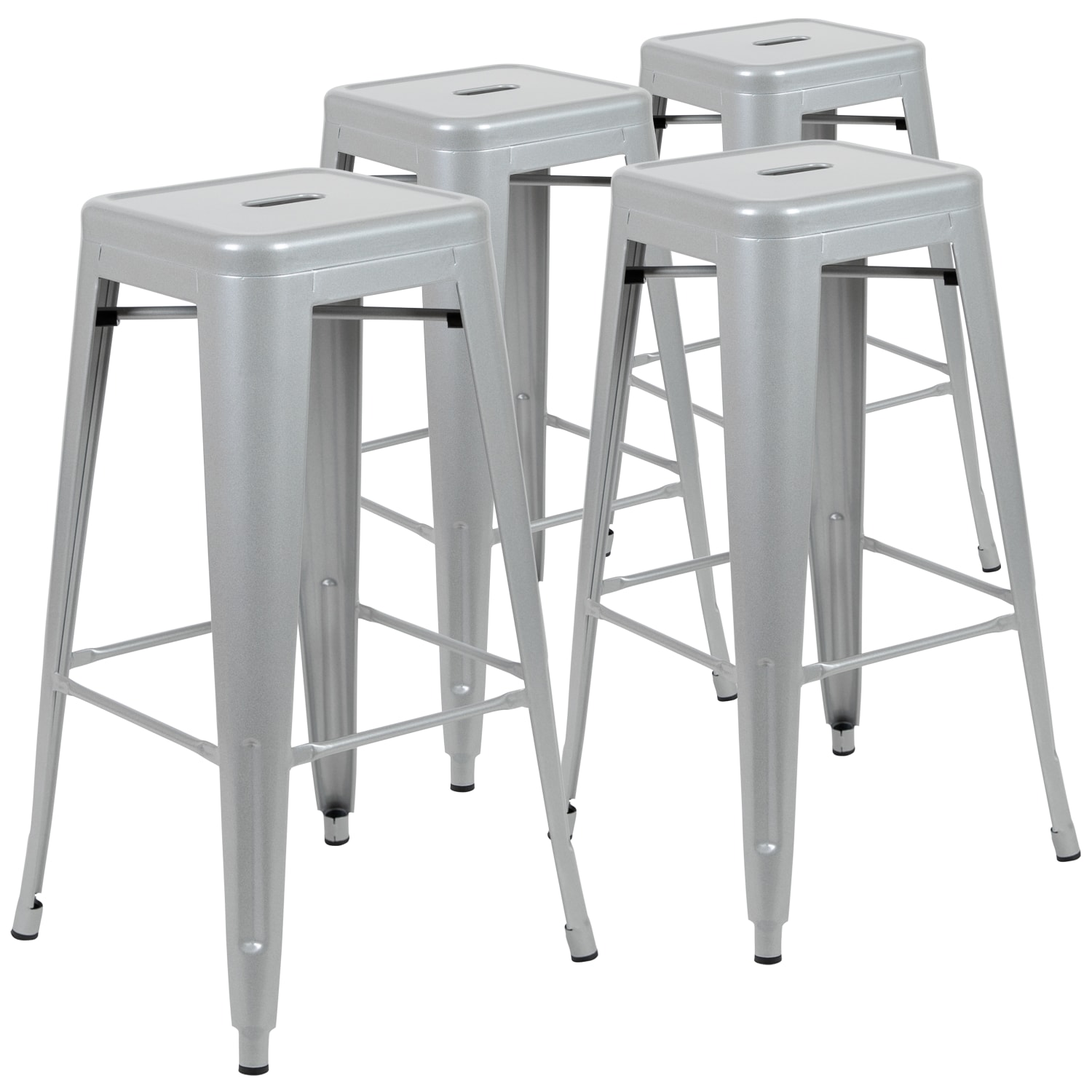 Flash Furniture 30in Metal Indoor Bar Stools Set Of 4 Bar Stools Silver PopularChairscom Flash Furniture 30in Metal Indoor Bar Stools Set Of 4 Bar Stools Silver PopularChairscom