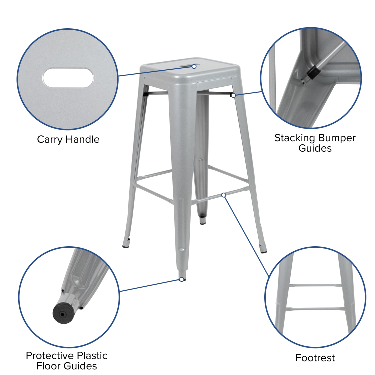 Flash Furniture 30in Metal Indoor Bar Stools Set Of 4 Bar Stools Silver PopularChairscom Flash Furniture 30in Metal Indoor Bar Stools Set Of 4 Bar Stools Silver PopularChairscom