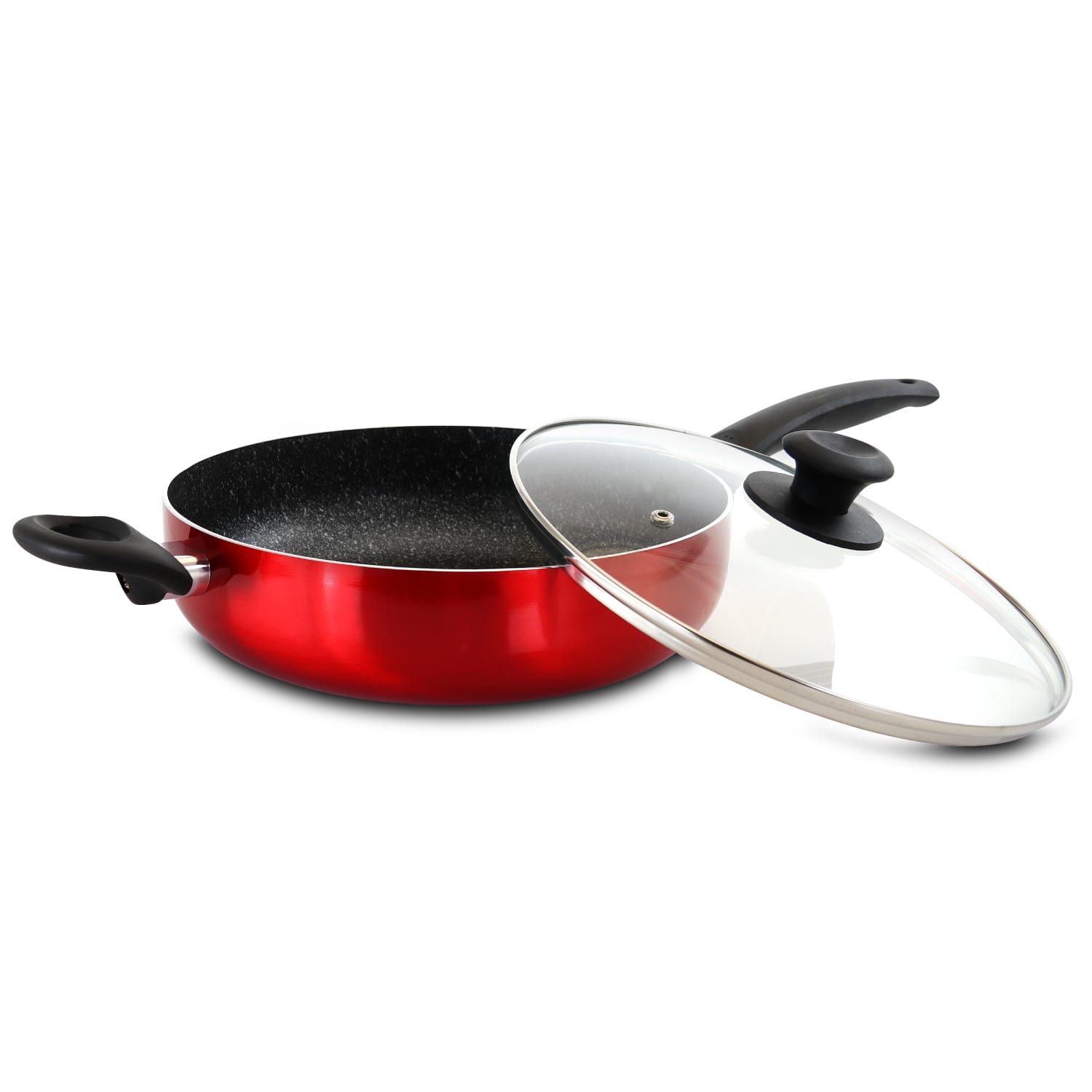 Oster Merrion Aluminum Nonstick Saute Pan With Lid, 3.5 Qt, Red - Image 6