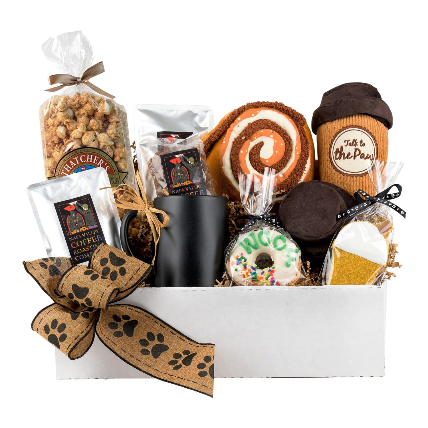 Napa Sonoma Pawspresso Coffee Buddies Gift Basket for Dogs and Owners - 9 items