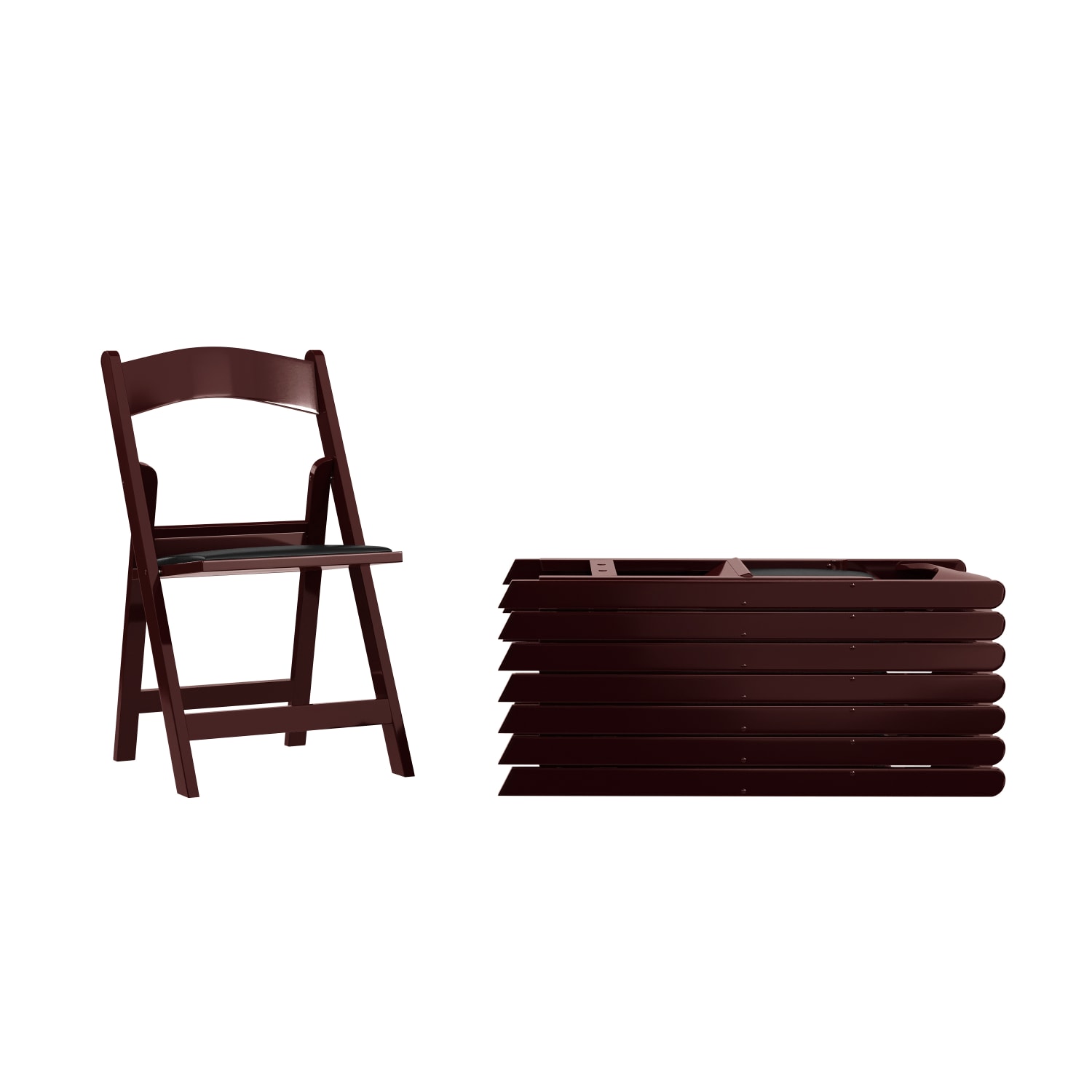Flash Furniture Hercules Folding Chair  Resin 8 Pack 800LB Weight Capacity Event Chair Red Mahogany PopularChairscom