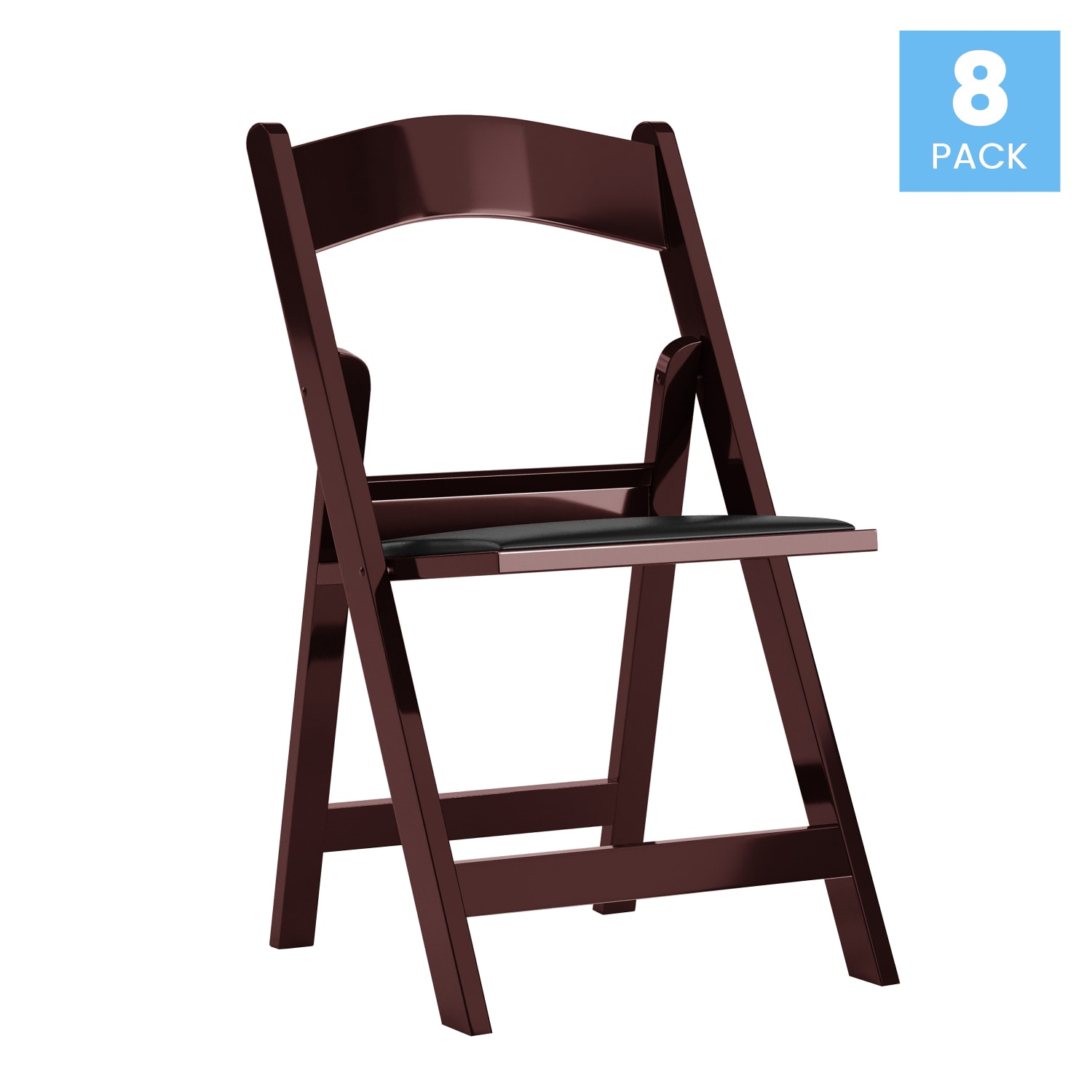 Flash Furniture Hercules Folding Chair - Resin– 8 Pack 800LB Weight Capacity Event Chair, Red Mahogany - Image 4
