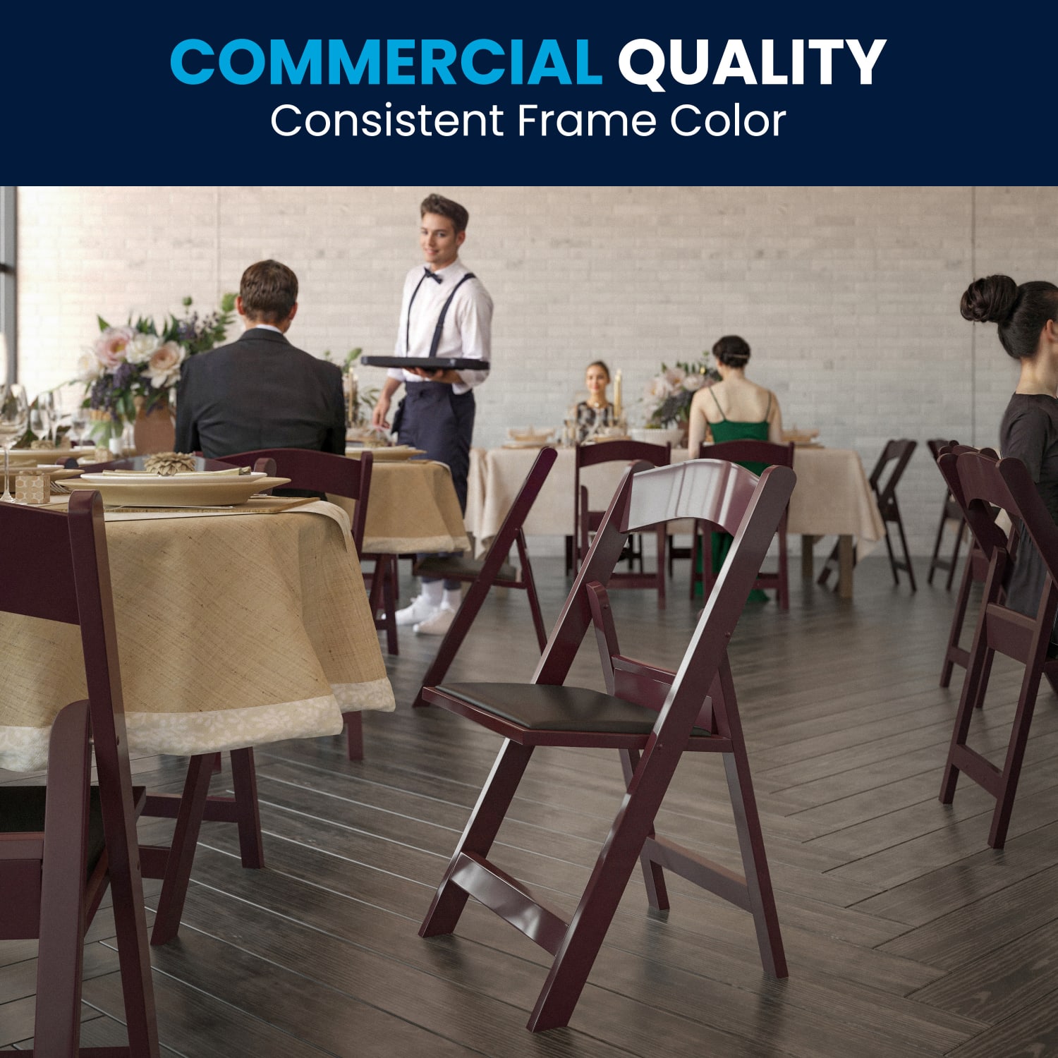 Flash Furniture Hercules Folding Chair - Resin– 8 Pack 800LB Weight Capacity Event Chair, Red Mahogany - Image 9