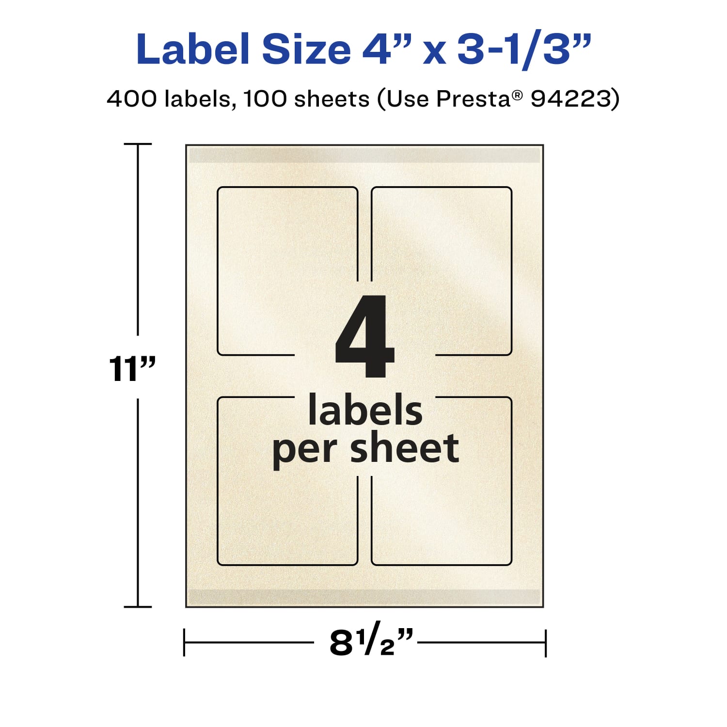 Avery Pearlized Permanent Labels With Sure Feed, 94223-PIP100, Rectangle, 4in x 3-1/3in, Ivory, Pack Of 400 Labels - Image 6