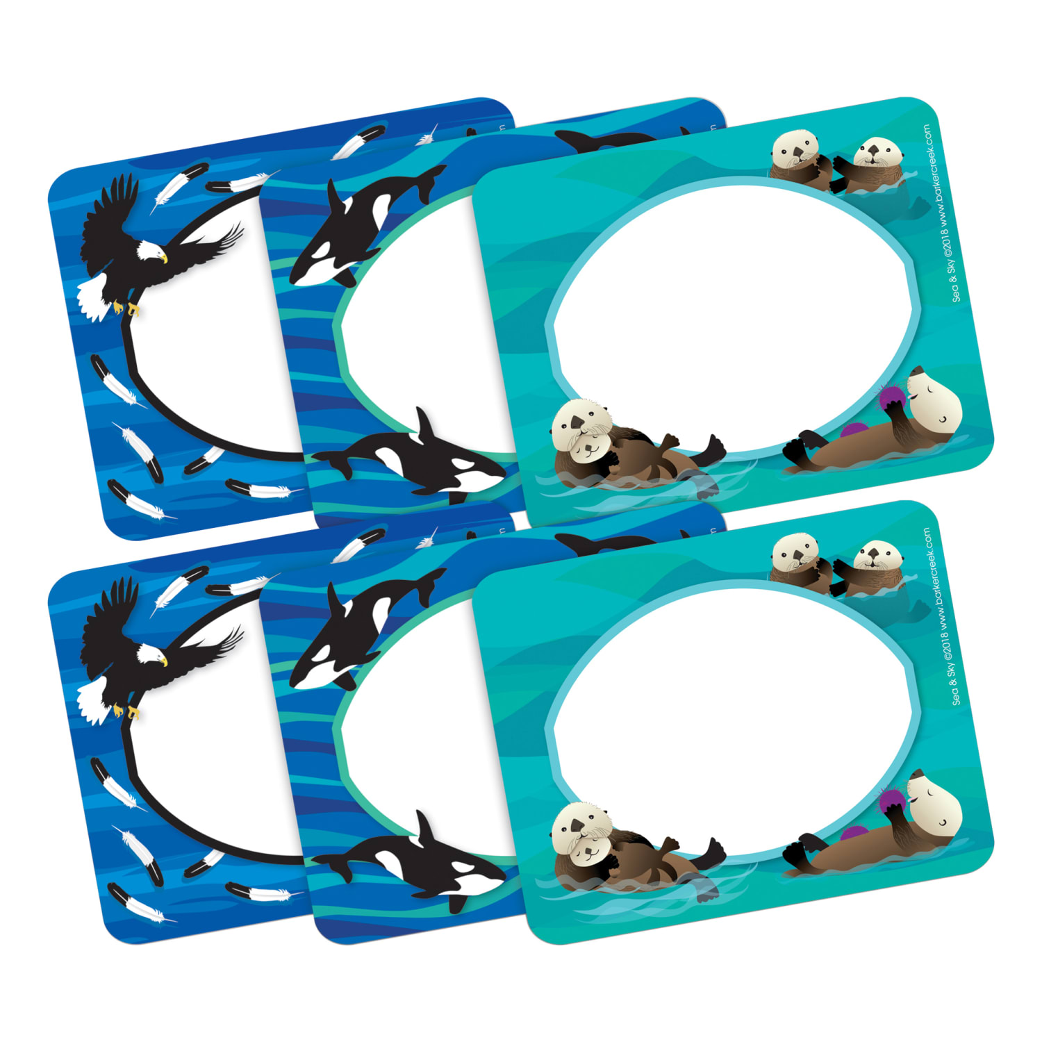 Barker Creek Self-Adhesive Name Tag Labels, 2-3/4in x 3-1/2in, Sea & Sky, 45 Labels Per Pack, Set Of 2 Packs - Image 3