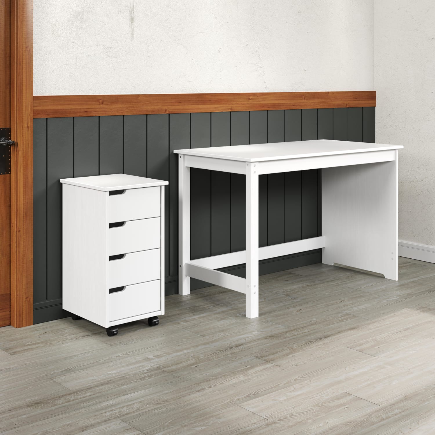Trendfurn Pristine Office Set, Desk And 4-Drawer Mobile Cart, White, Set Of 2 - Image 5