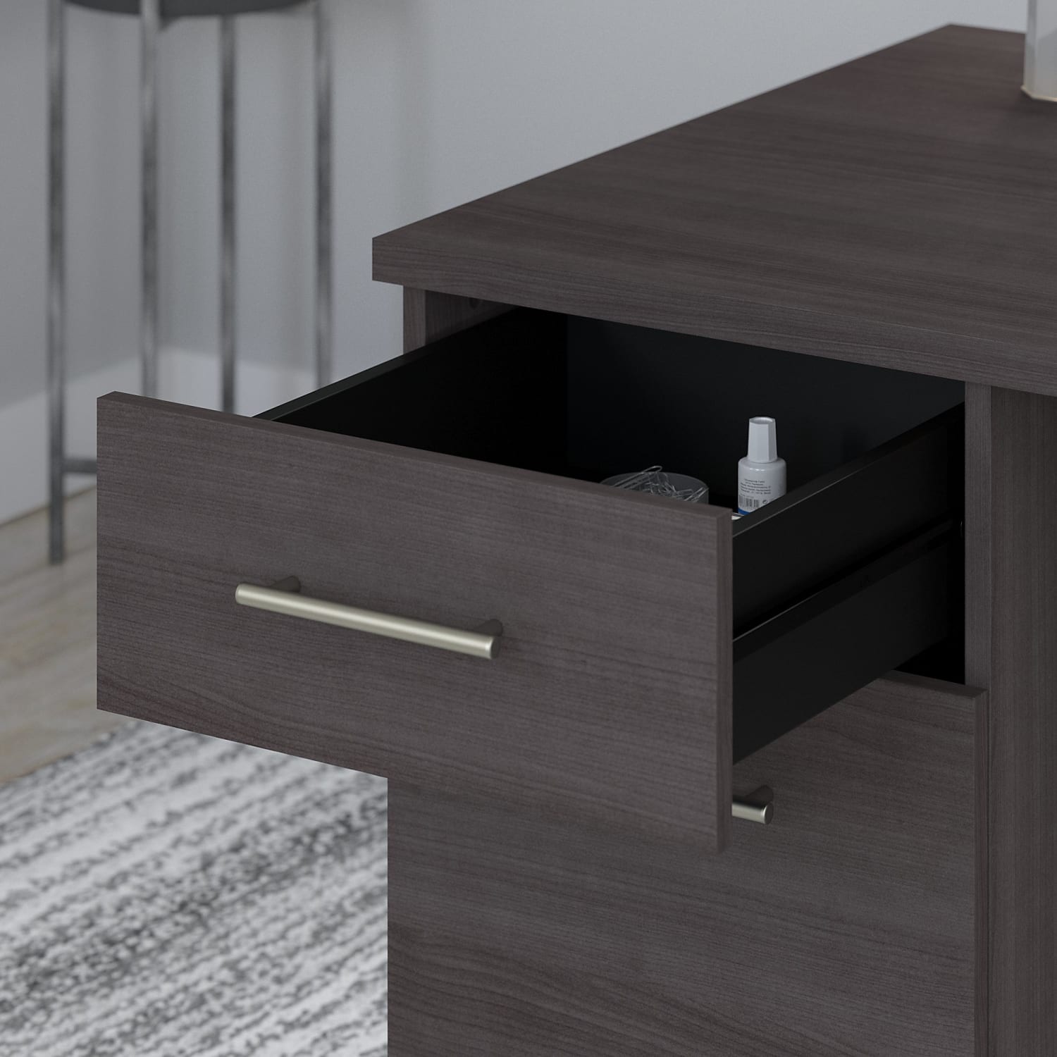 Bush Business Furniture Somerset 72inW Office Computer Desk With Hutch And 5-Shelf Bookcase, Storm Gray, Standard Delivery - Image 6