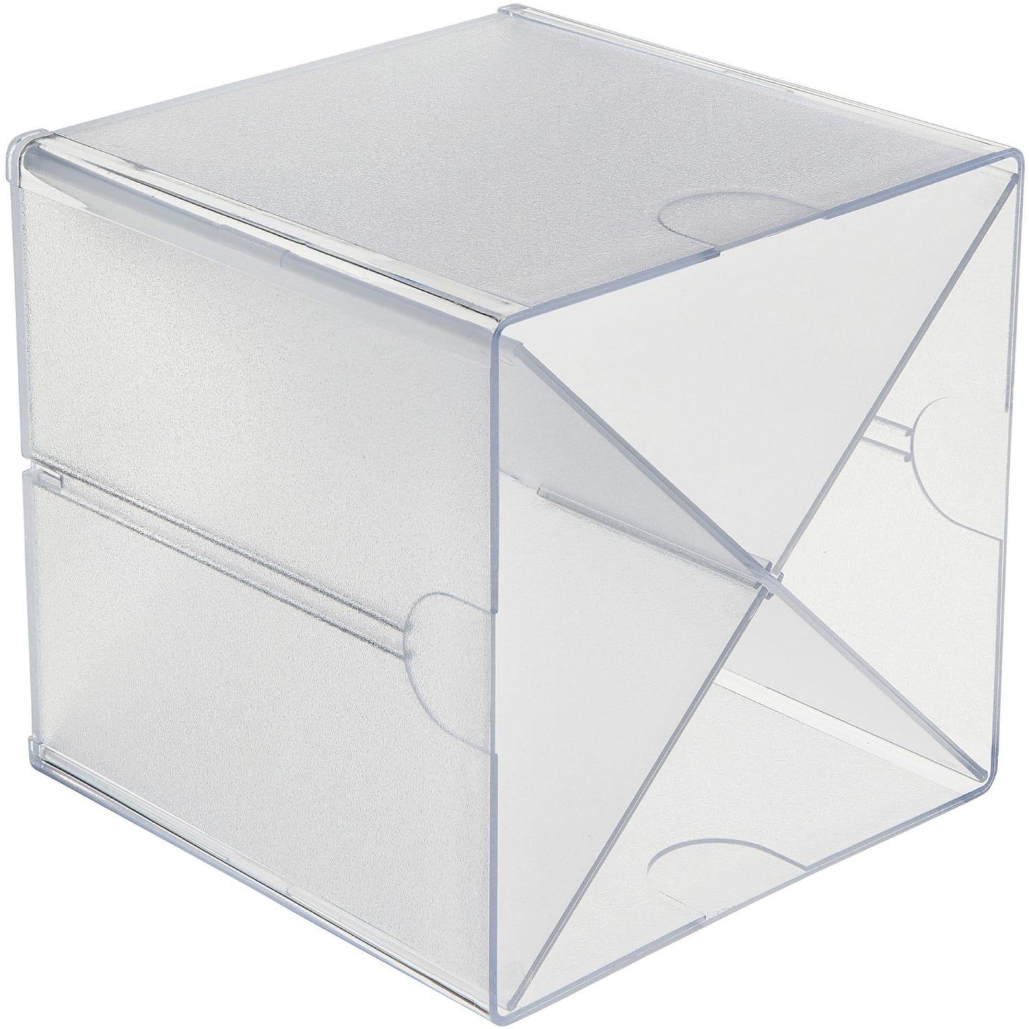 Deflecto Stackable Cube With X Divider, 6inH x 6inW x 6inD, Clear - Image 5