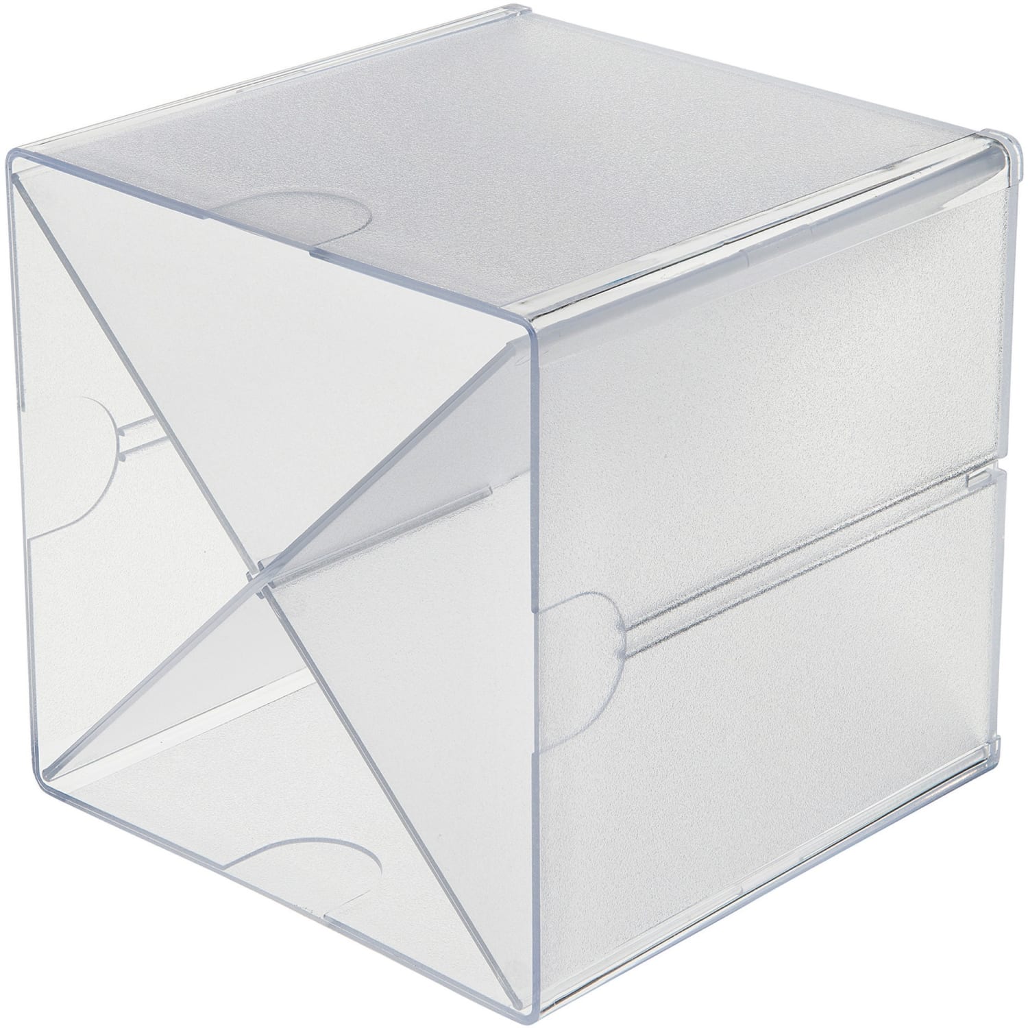 Deflecto Stackable Cube With X Divider, 6inH x 6inW x 6inD, Clear - Image 6